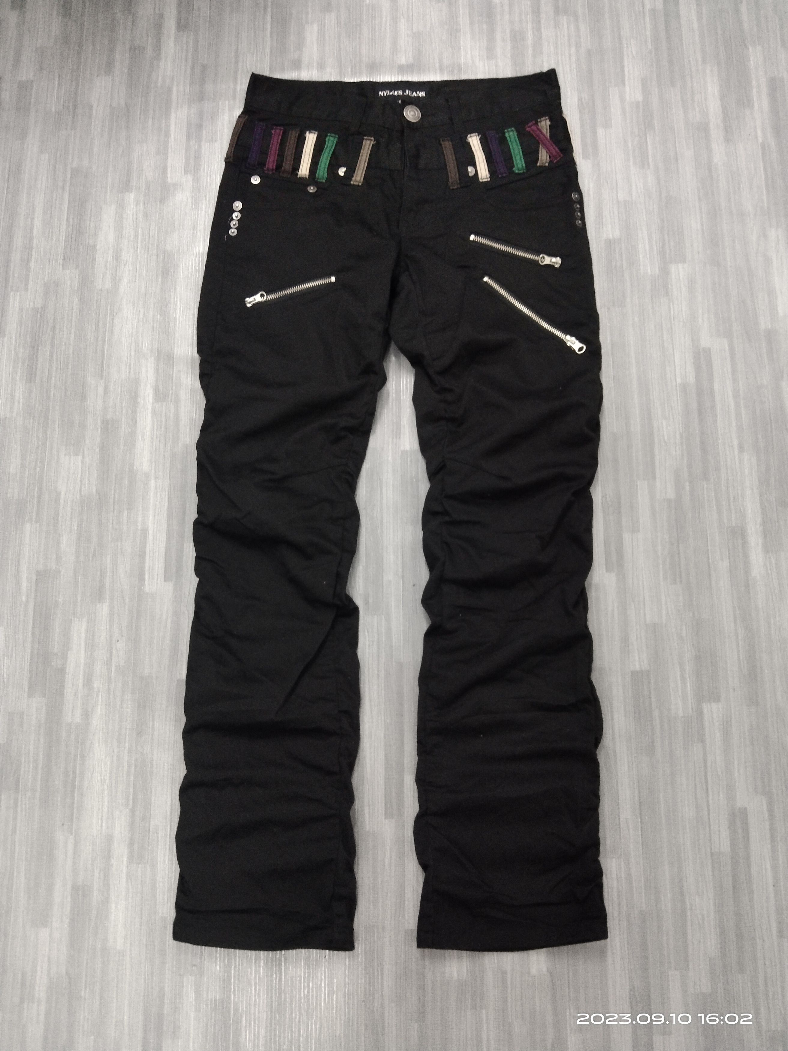 Japanese Brand BLACK DOUBLE WAIST MULTIZIPPER NYLAUS PANTS Size US 29 - 2 Thumbnail
