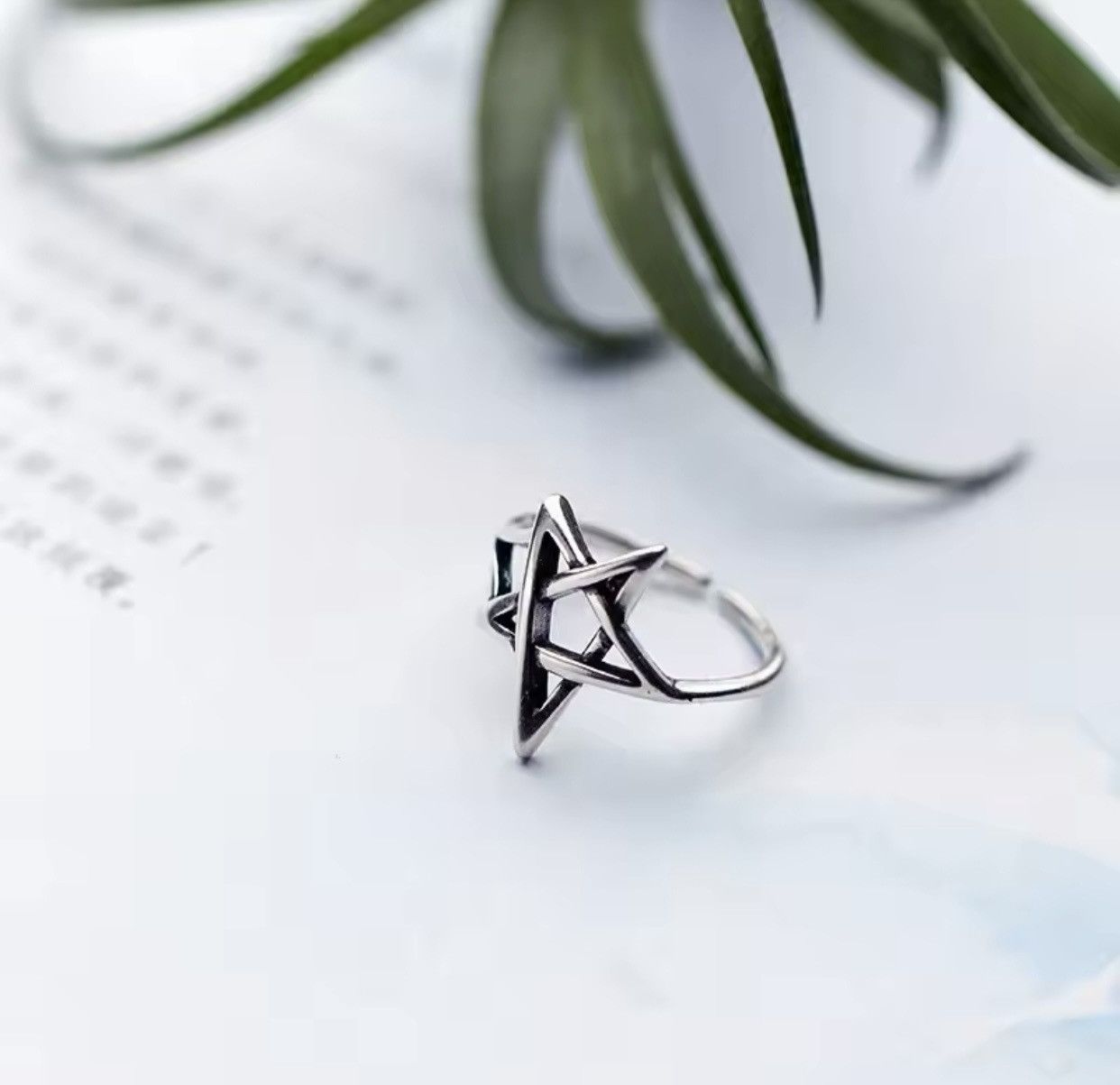 Jewelry 925 Sterling Silver Retro Stars Women's Ring Size ONE SIZE - 2 Thumbnail