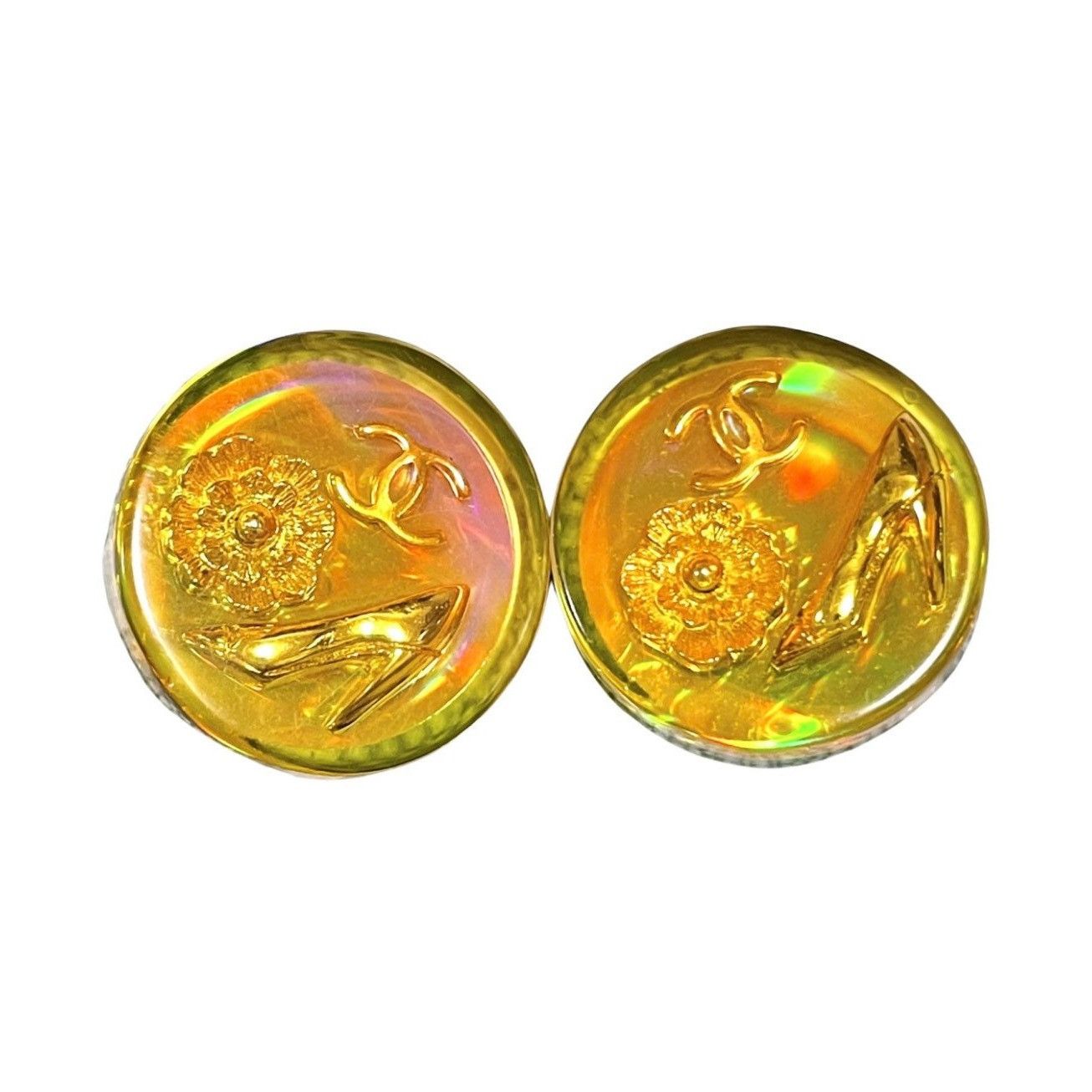 Chanel Vintage CHANEL yellow orange tone aurora resin earrings Size ONE SIZE - 1 Thumbnail