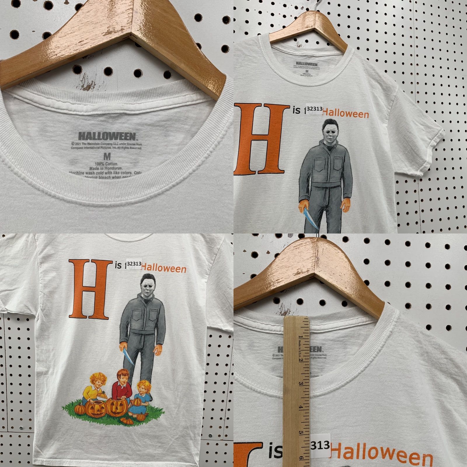 Vintage Halloween Movie Shirt Mens M White Orange Graphic Scary 19x27 Size US M / EU 48-50 / 2 - 8 Thumbnail