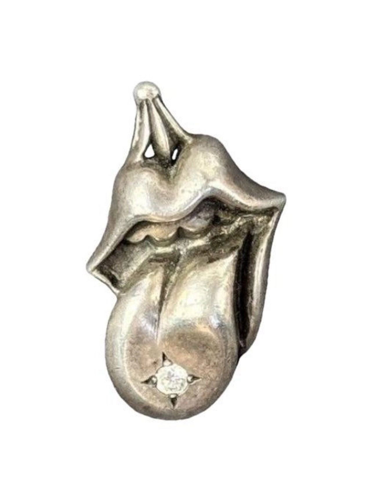 Chrome Hearts chrome hearts rolling stone lip + tongue diamond