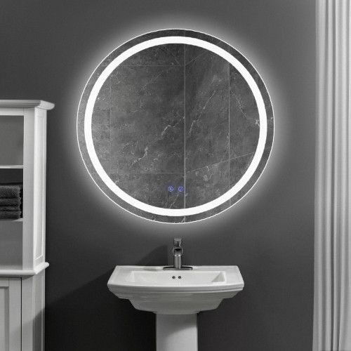 Designer × Homemade 32 x 32 Inch Round Frameless LED Illuminated Bathroom Mirror Size US L / EU 52-54 / 3 - 4 Thumbnail