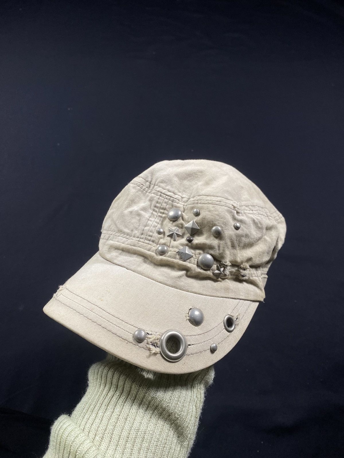 14th Addiction × KMRii × Le Grande Bleu (L.G.B.) Gothic Studdet Crazy Cadet Hats Distressed Size ONE SIZE - 1 Thumbnail