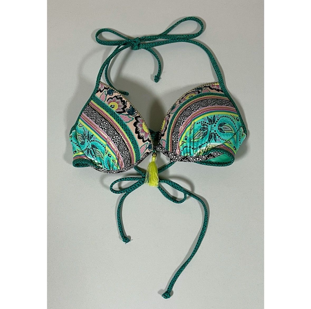 Other Teal Floral Boho Push-Up Bikini Top Bathing Suit Size 34B 💚✨ Size S / US 4 / IT 40 - 2 Thumbnail
