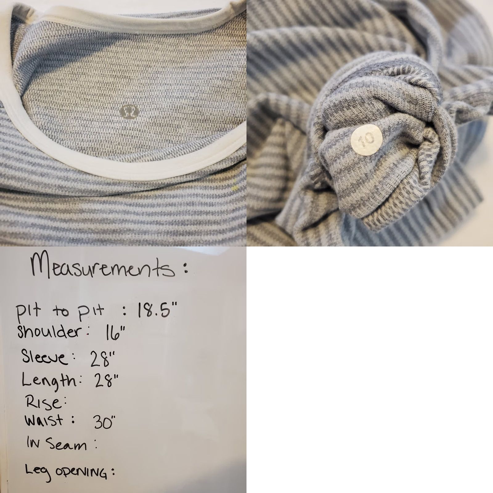 Lululemon Lululemon Top Womens 10 Gray Long Sleeve Striped Round Neck Pullover Activewear Running Yoga Gym Cross Training Fitness | Mens Women? Size L / US 10 / IT 46 - 8 Thumbnail