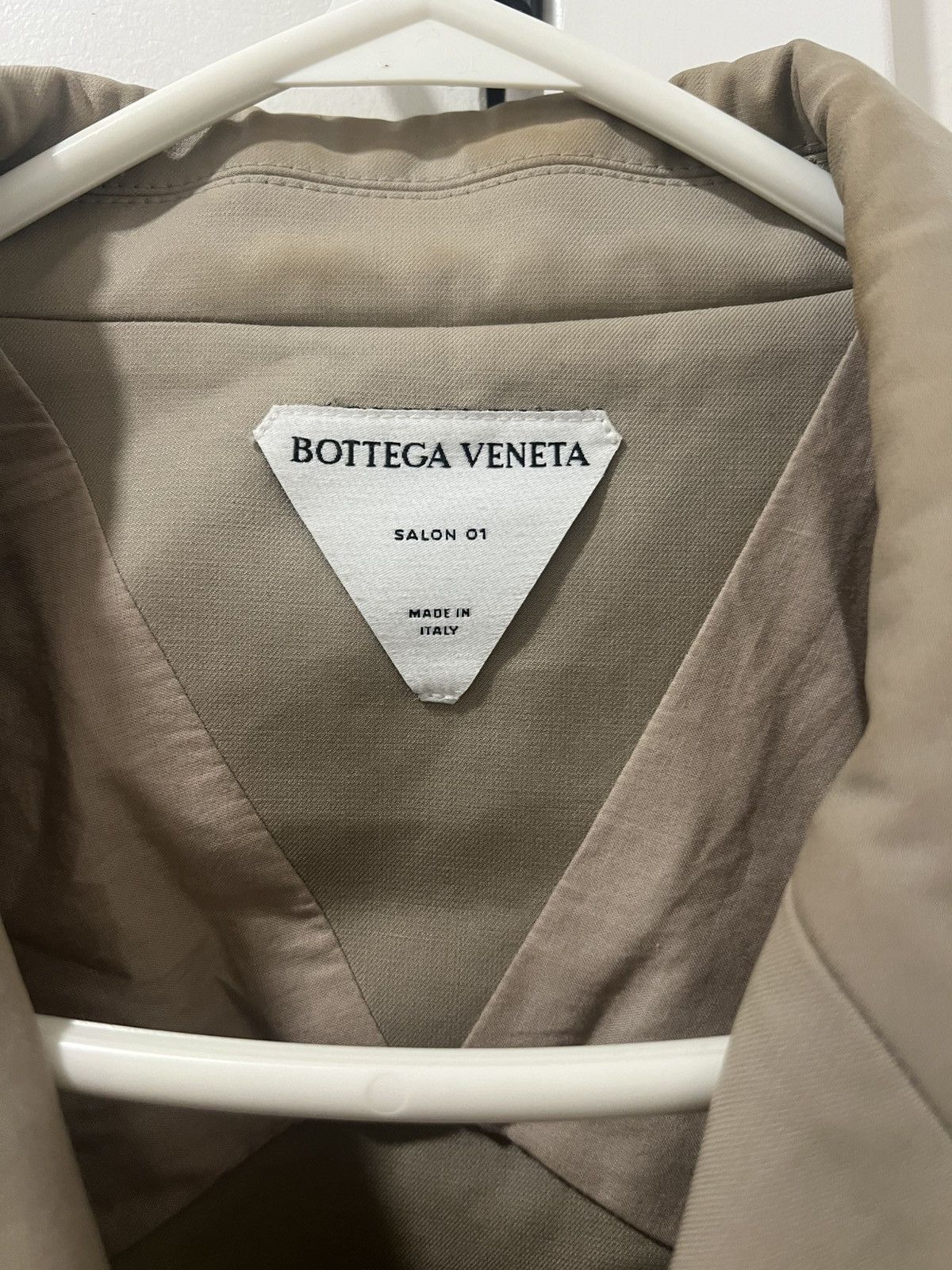 Bottega Veneta Bottega Veneta Cropped Khaki Double Breasted Blazer Size 40S - 3 Thumbnail