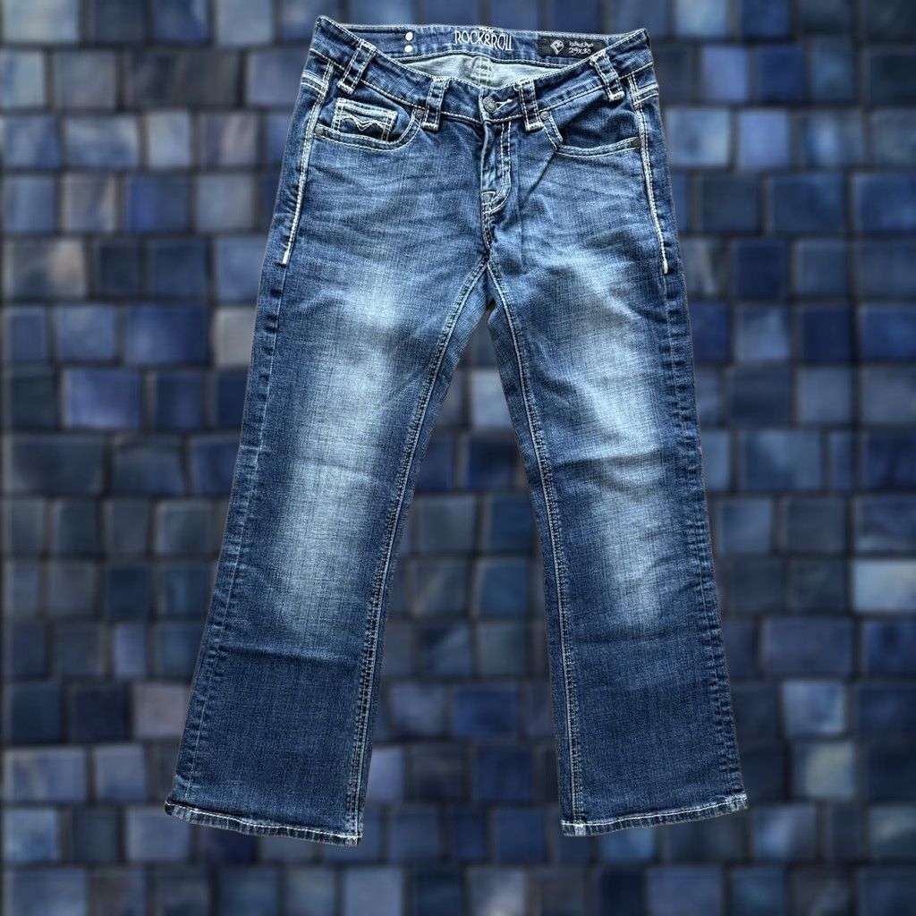 Vintage Rock&Roll Denim Rock&Roll Riding Jeans Boots Western Cowboy Denim 29x30 32x28 Womens Regular Bootcut Blue Cotton Spandex Jeans Size 29" - 1 Thumbnail