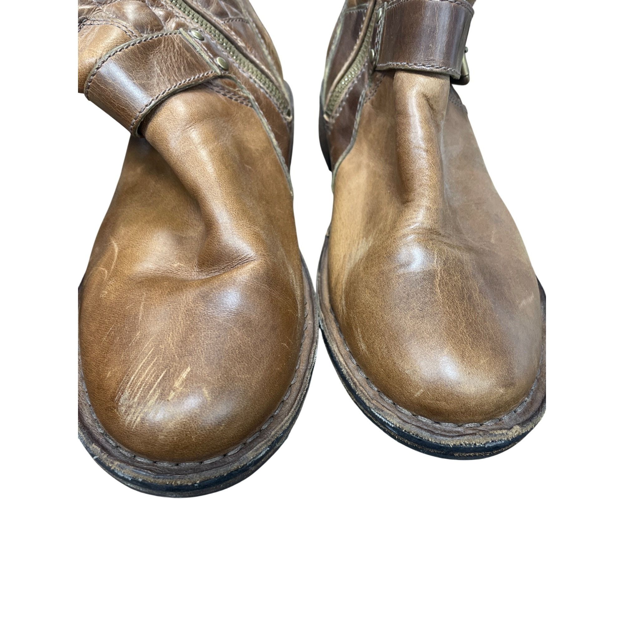 Ugg UGG Womans Brown Leather Moto Quilted Mid Calf Boots Sz 7.5 Size US 7.5 / IT 37.5 - 15 Thumbnail