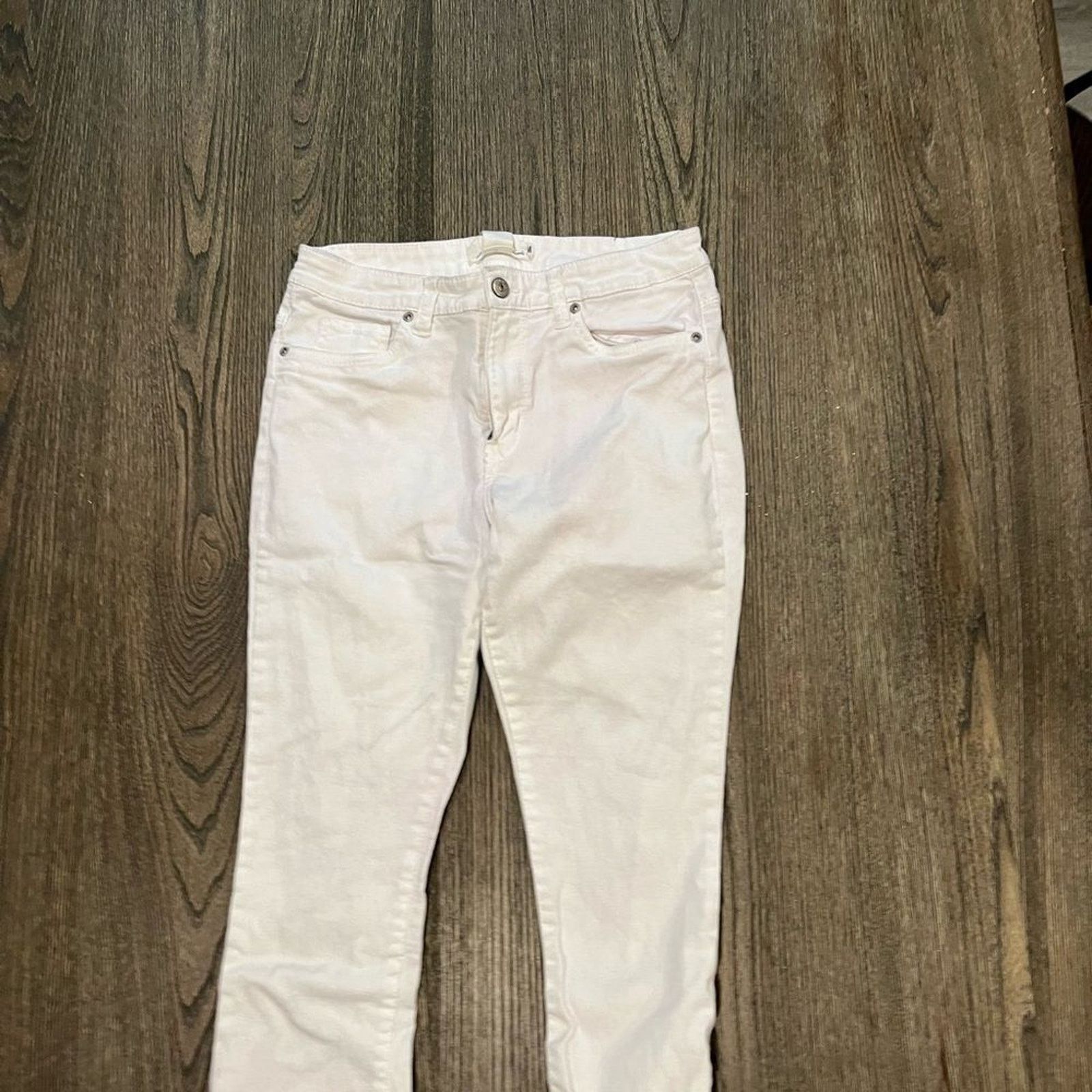 H&M L.O.G.G H&M White Mid-Rise Skinny Jeans Size 8 Size 30" / US 8 / IT 44 - 3 Thumbnail