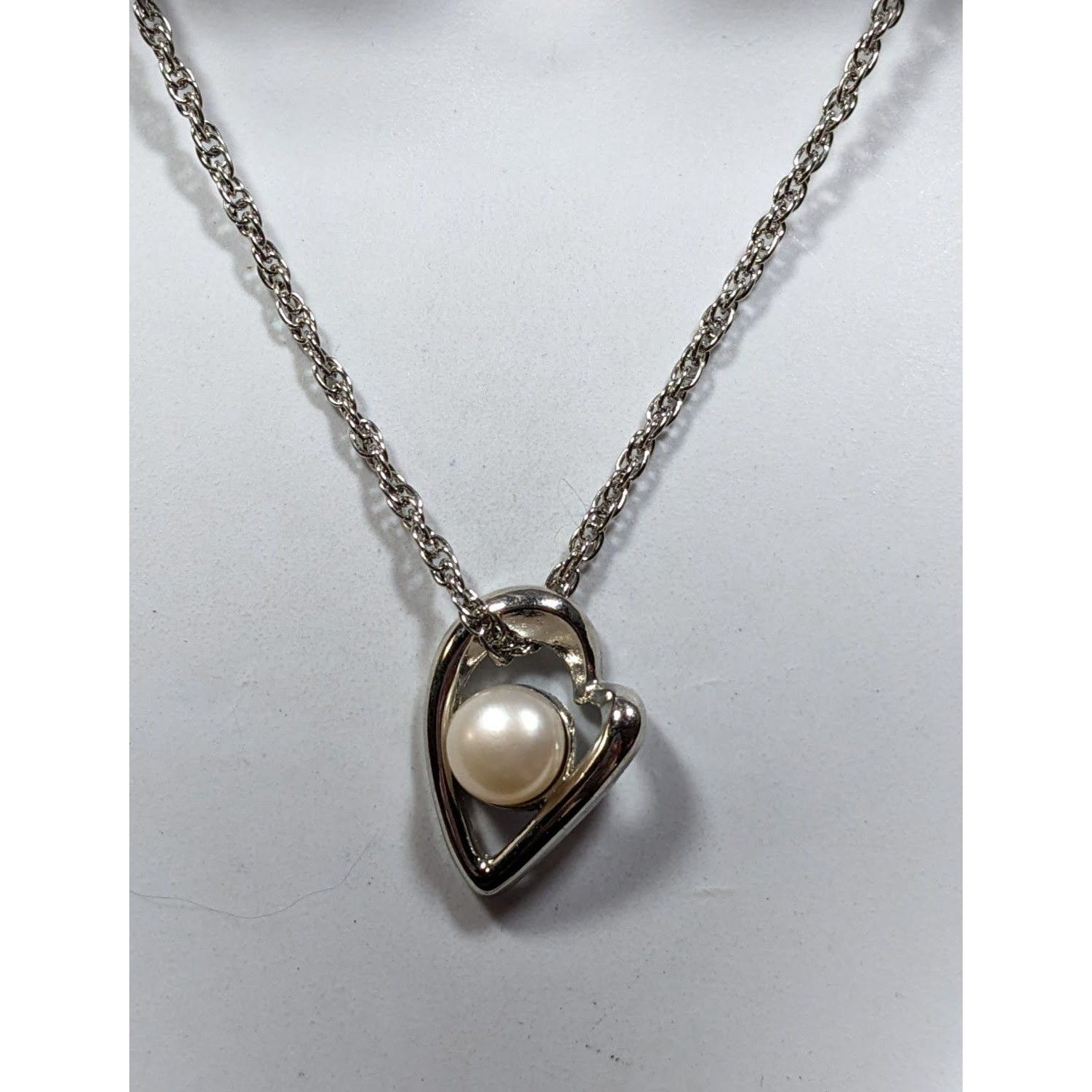 Other Romantic Abstract Heart Pendant Necklace With Pearl Accent Size ONE SIZE - 4 Thumbnail