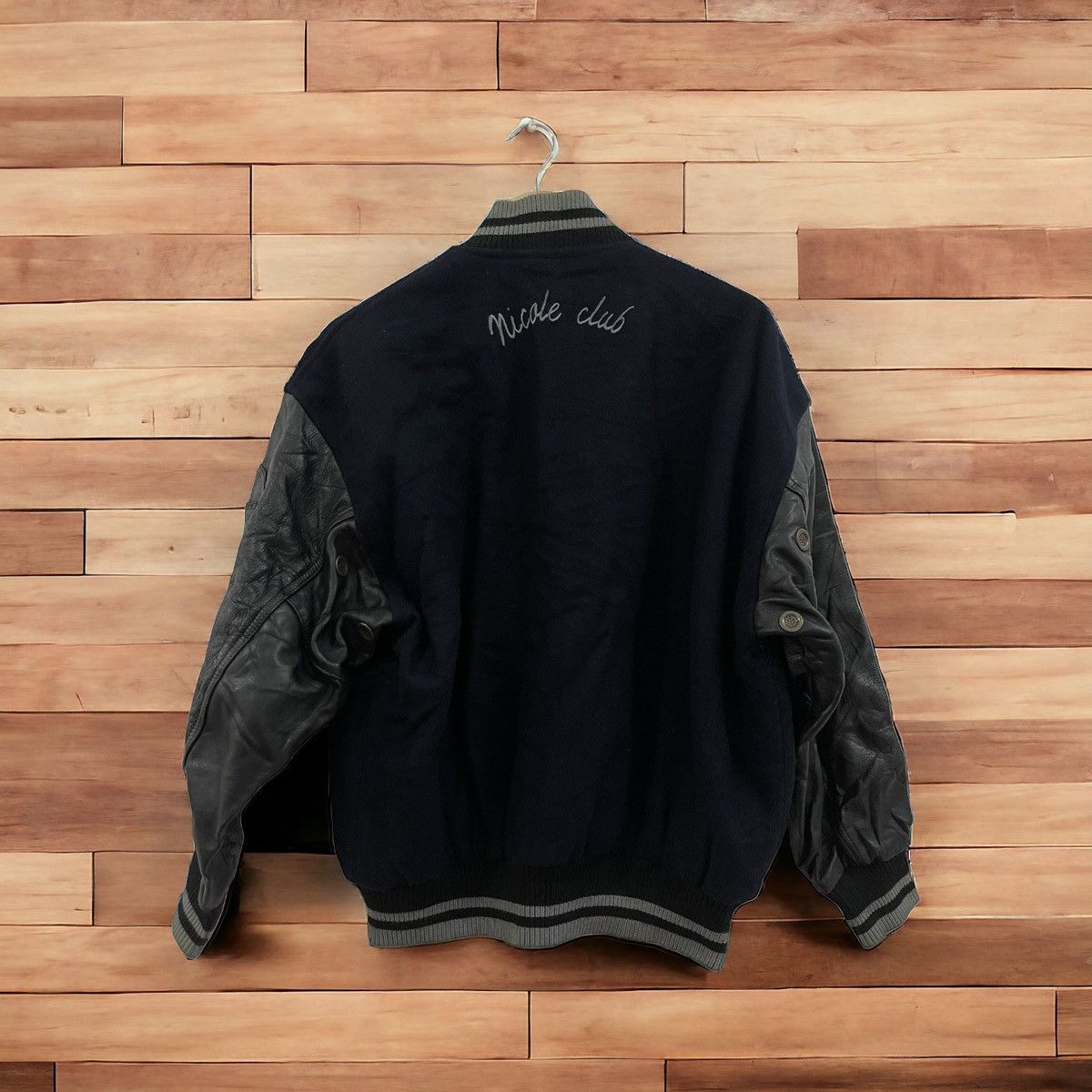 Matsuda × Nicole Club × Vintage Vintage Nicole Club Leather Wool Varsity Jacket Size US L / EU 52-54 / 3 - 2 Thumbnail