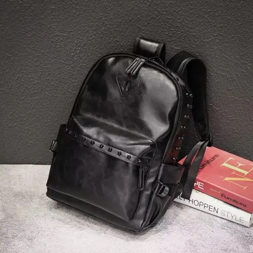 VIBE Gothic Punk PU Leather Rivets Backpacks Size ONE SIZE - 3 Thumbnail