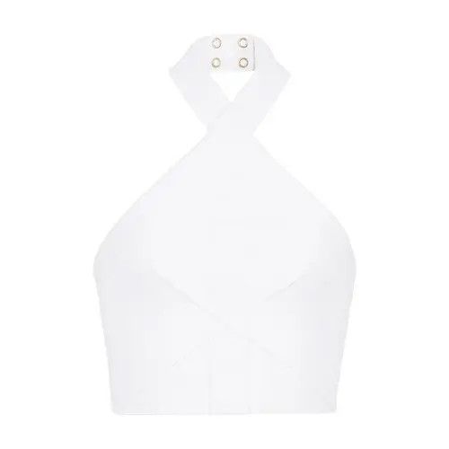 Balmain o1y0625 Crop Top in White Size XS / US 0-2 / IT 36-38 - 1 Thumbnail