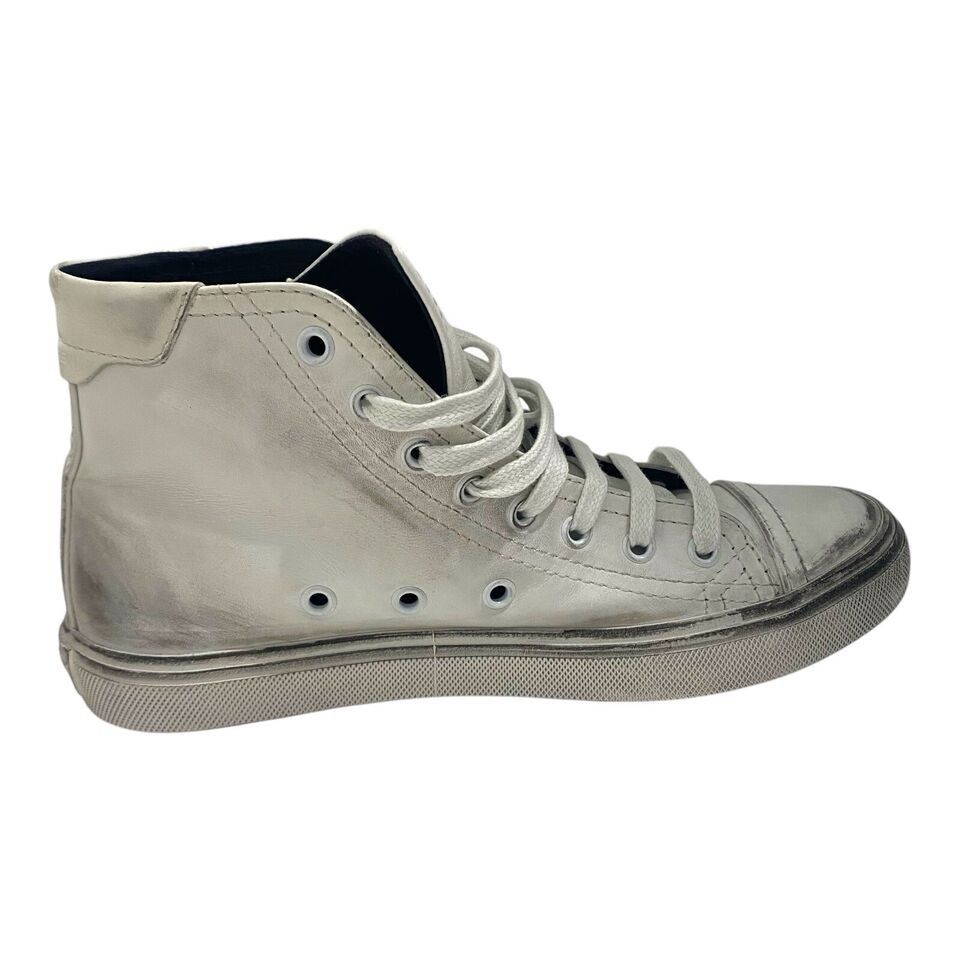 Saint Laurent Paris $695 Bedford White Distressed Leather High-Top Sneaker Size US 5 / IT 35 - 17 Thumbnail
