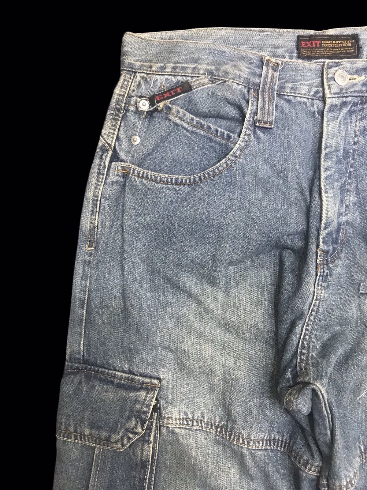 Vintage 💥WIDE BAGGY💥ARCHIVAL EXIT 3D POCKETS CARGO DENIM F358 Size US 32 / EU 48 - 4 Thumbnail