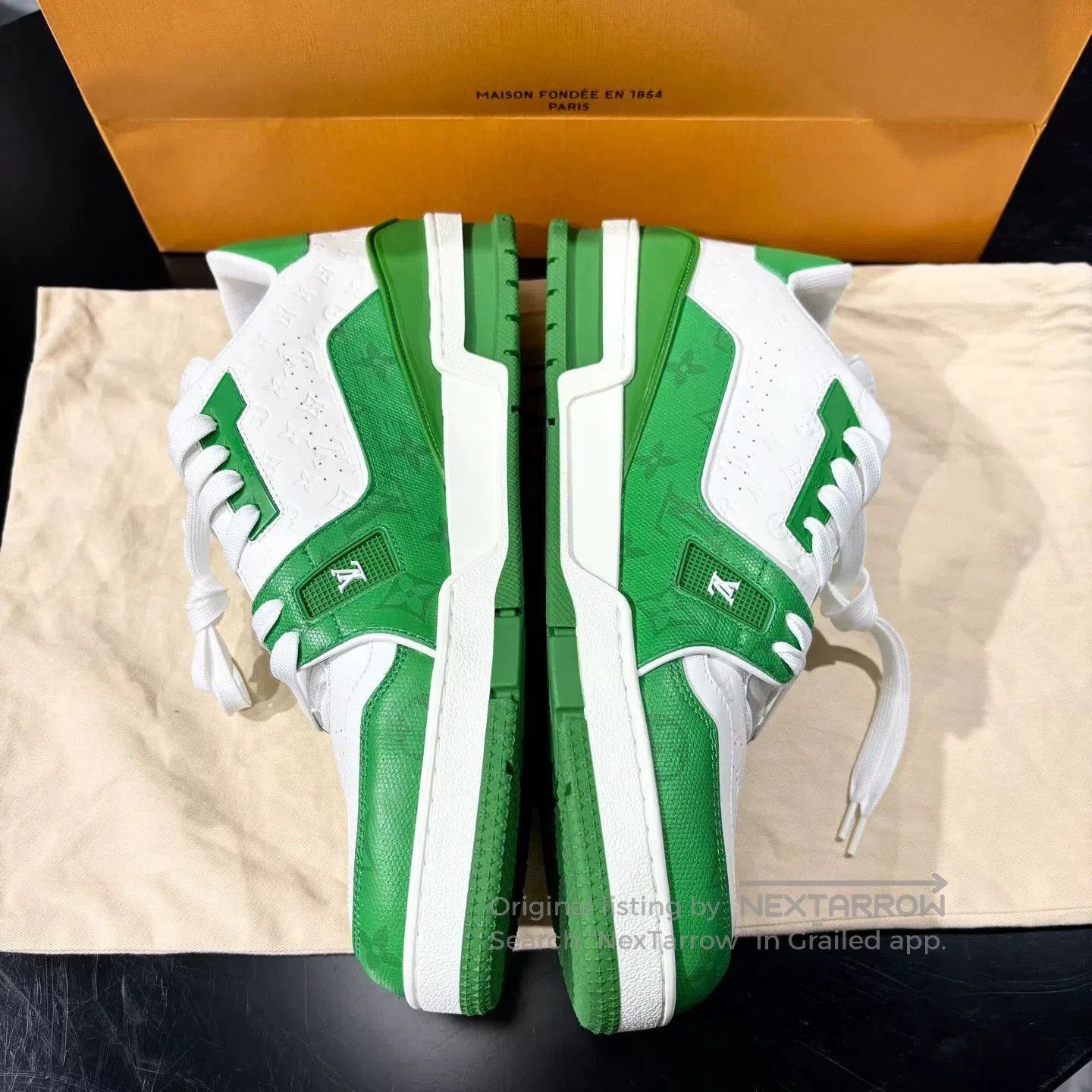 Louis Vuitton LV Trainer Monogram White Green Sneakers. Size US 10 / EU 43 - 3 Thumbnail
