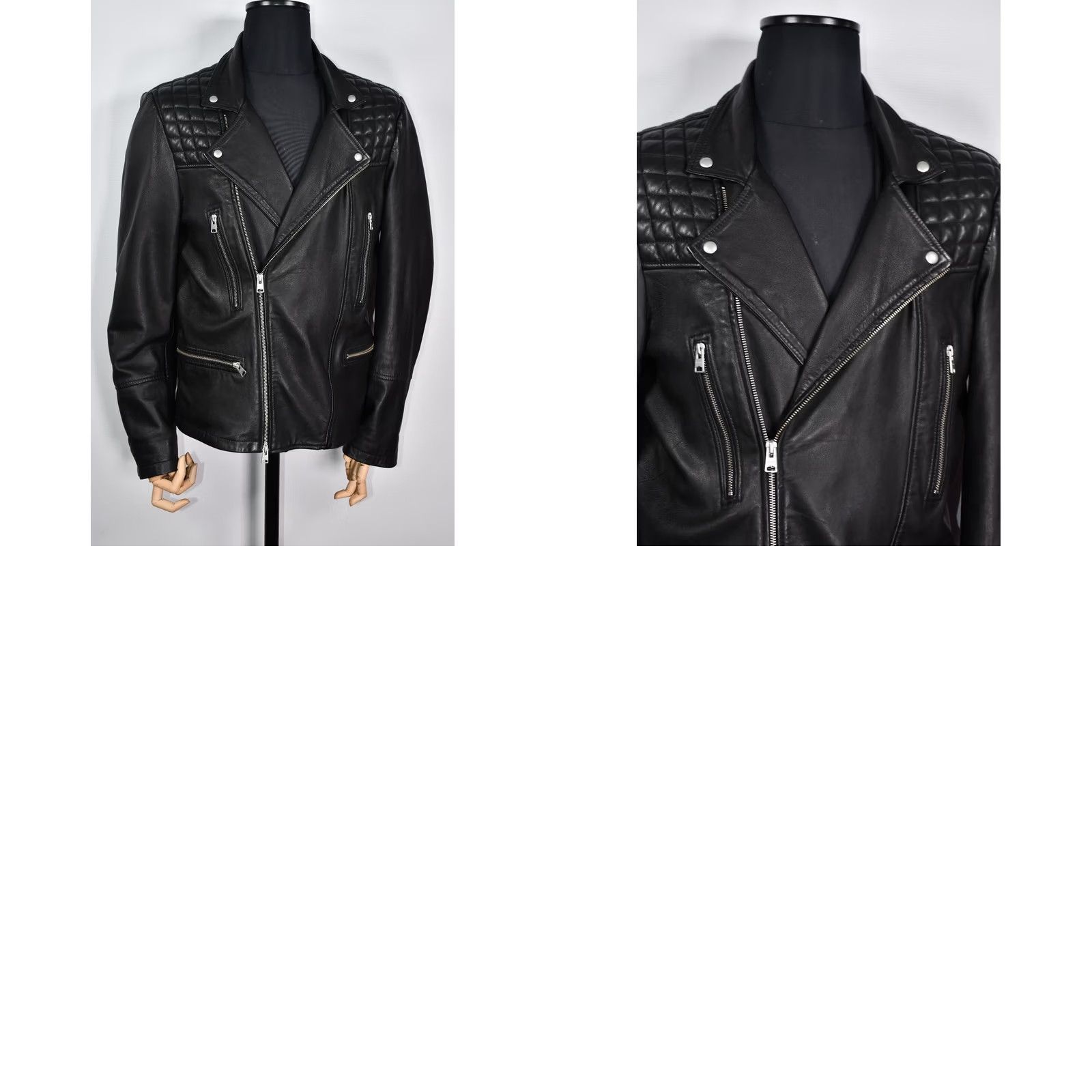 Allsaints All Saints Catch Biker Jacket Leather Quilted Zip Black L Men Reggular Size Shirt? Size US L / EU 52-54 / 3 - 9 Thumbnail