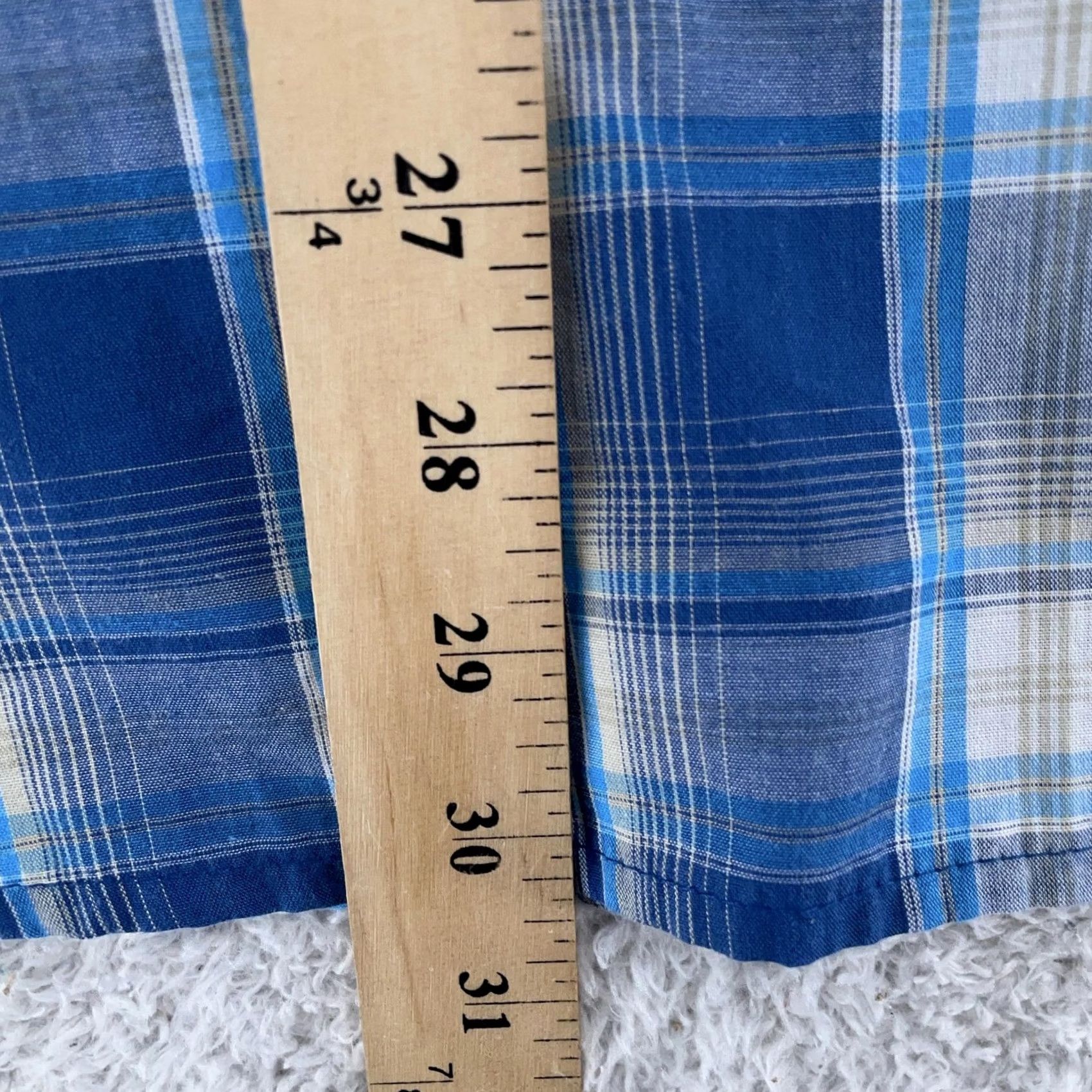 Wrangler Wrangler Shirt Men 3XL Blue White Plaid Western S/S Collared Pearl Snap Button-Up Pocket Outdoor Casual Travel | Mens Size US XXL / EU 58 / 5 - 7 Thumbnail