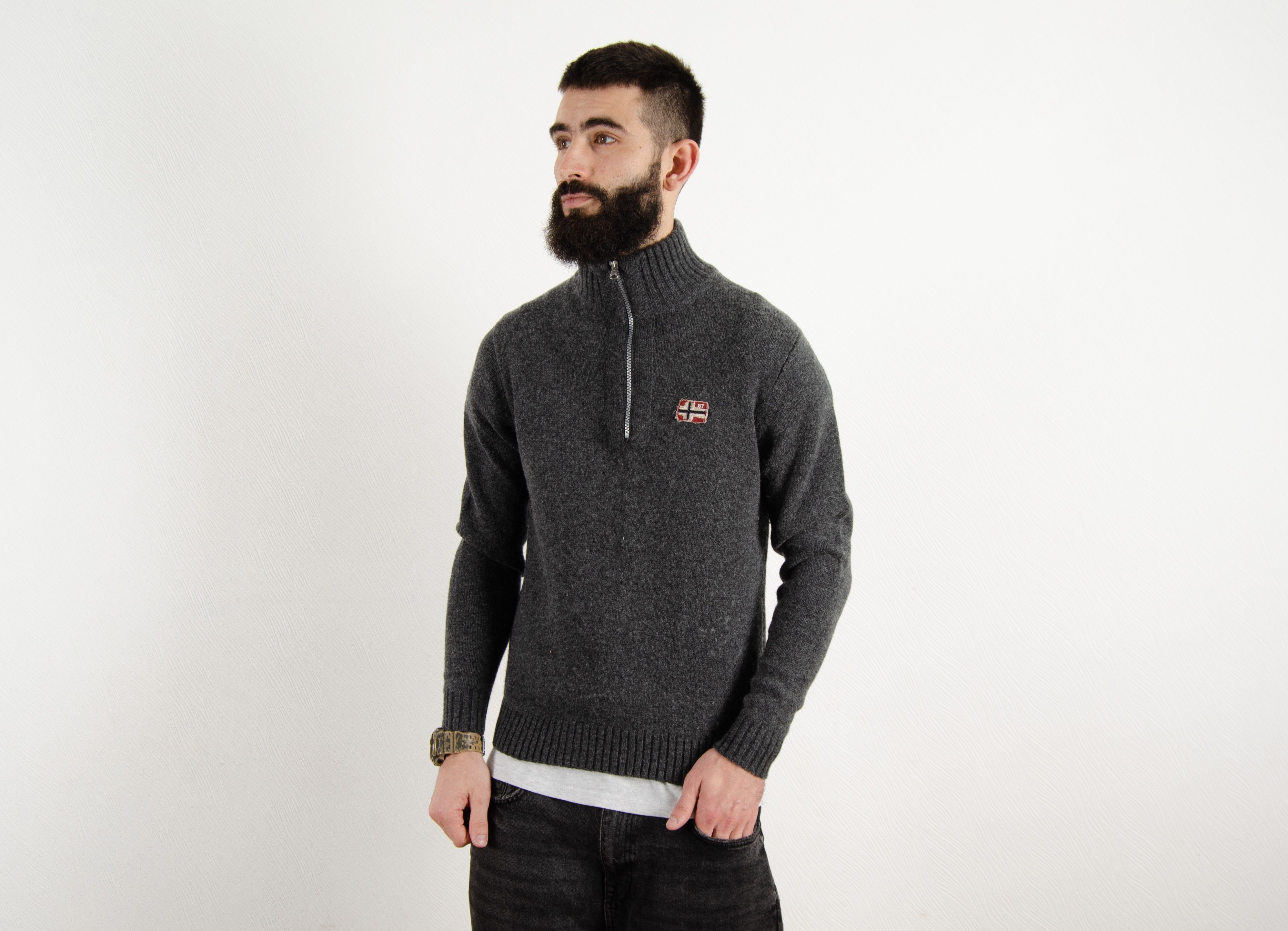 Napapijri Napapijri Geographic 1/4 Zip Wool Sweater Pullover Size US S / EU 44-46 / 1 - 1 Thumbnail