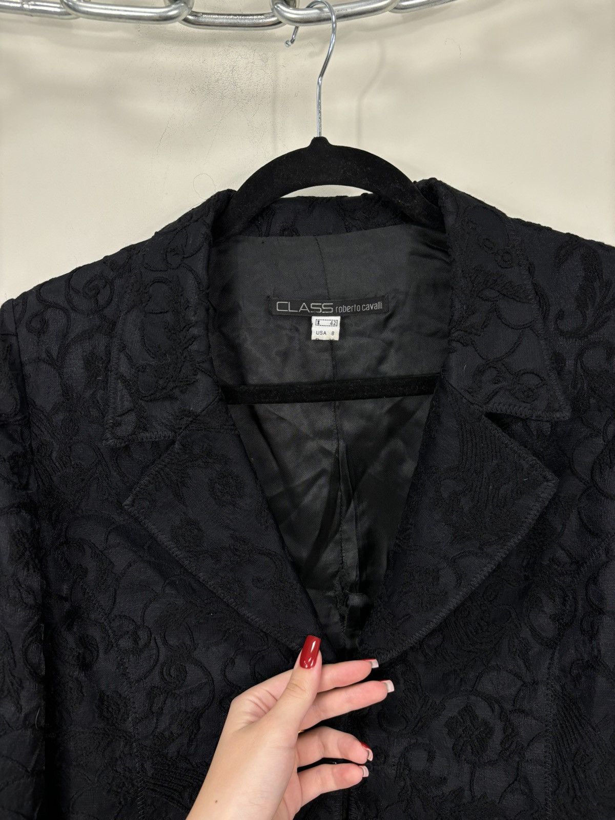 Just Cavalli Roberto Cavalli Class Floral Embroidered Wool Blazer Jacket Size M / US 6-8 / IT 42-44 - 3 Thumbnail