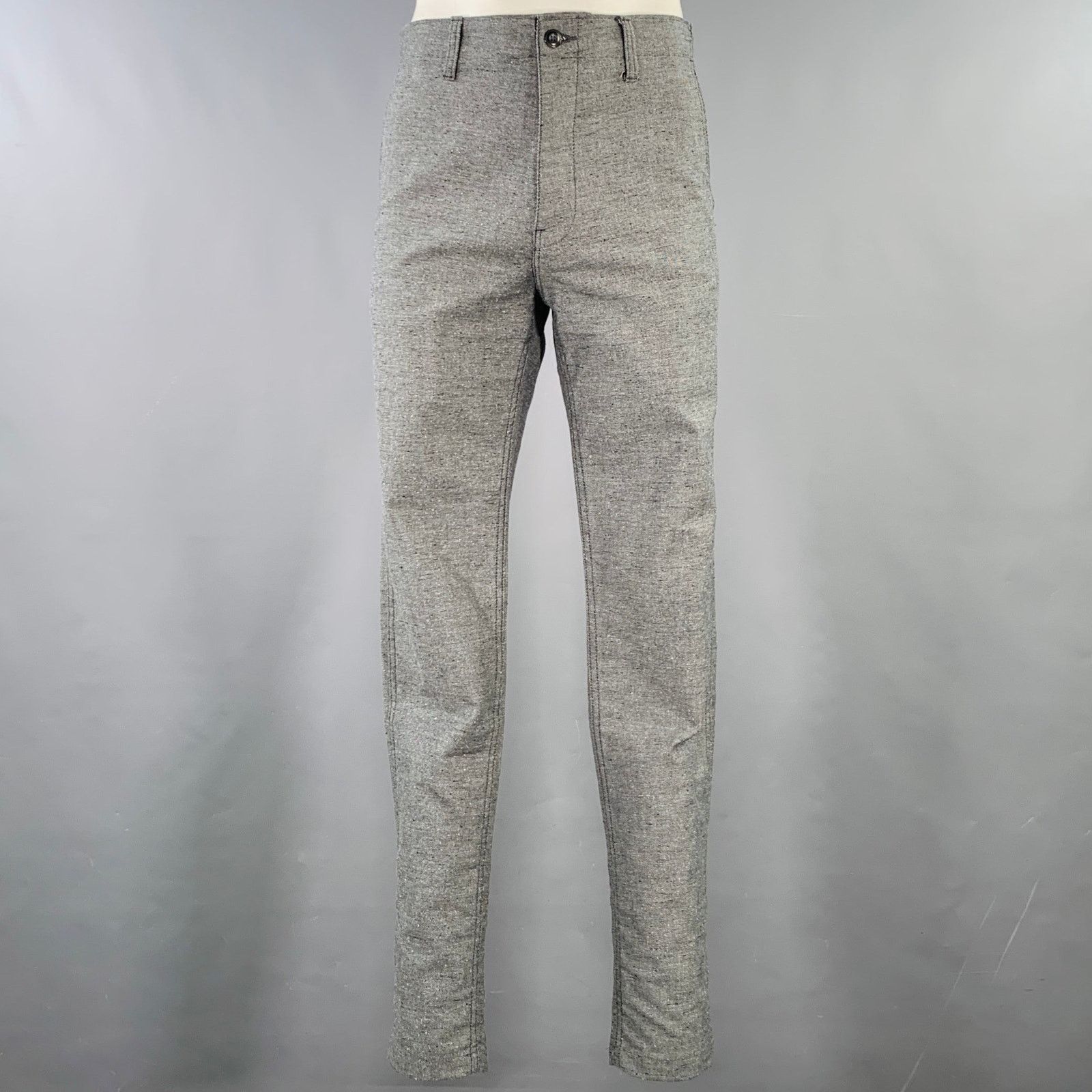 United Stock Dry Goods UNITED Grey Heather Twill Cotton Flat Front Casual Pants Size US 36 / EU 52 - 1 Thumbnail