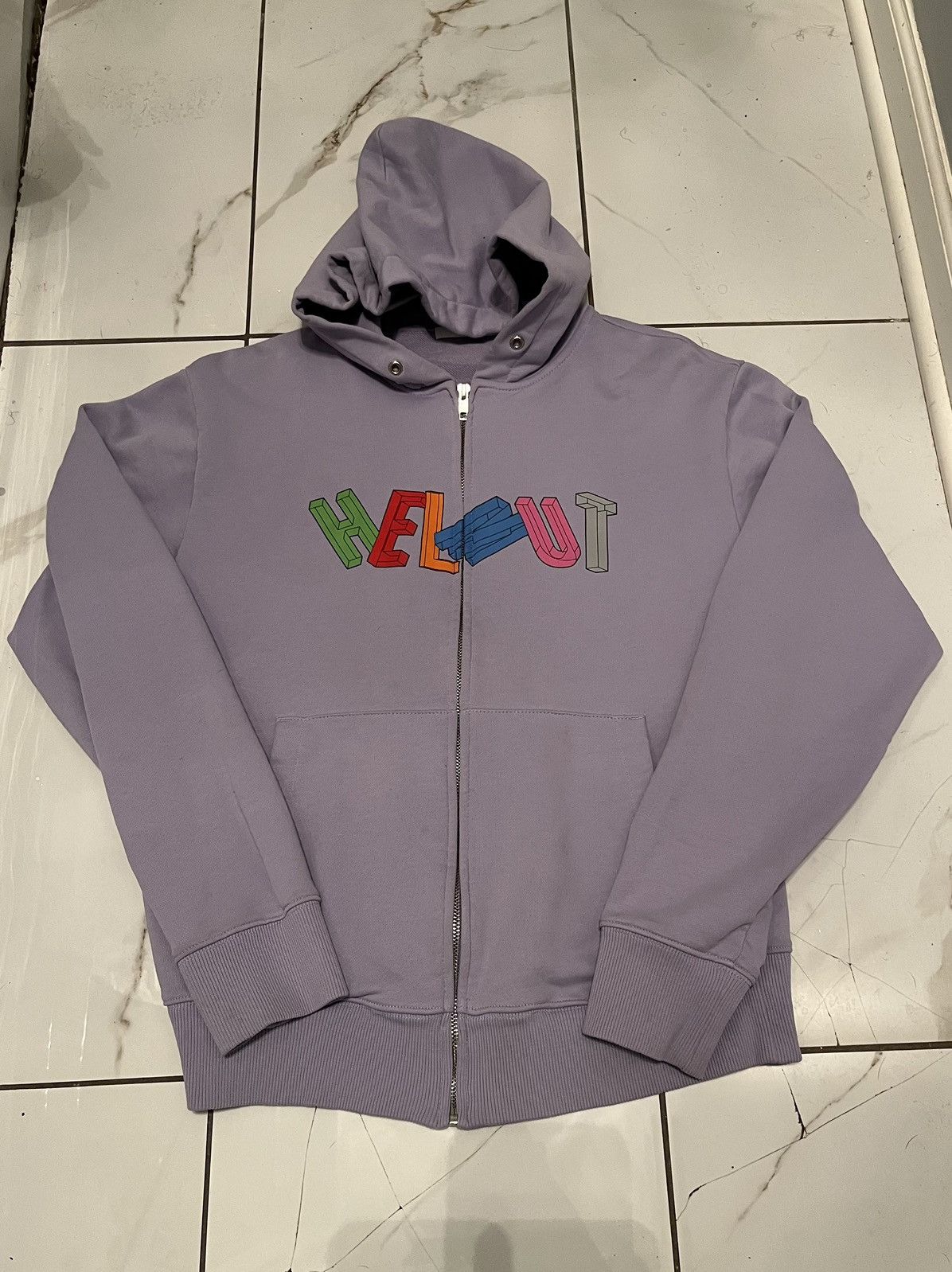 image of Helmut Lang 3D Letter Hoodie in Purple, Men's (Size XS)