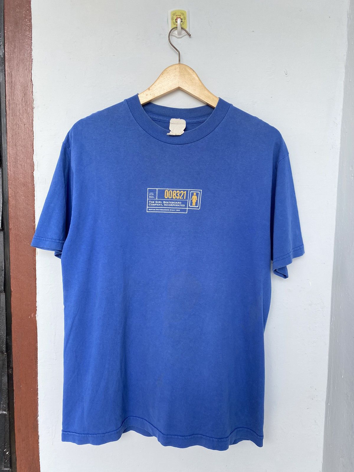 image of Girl Skateboards x Skategang Vintage Very Girl Skateboard Logo 90's Tee in Blue, Men's (Size Large)