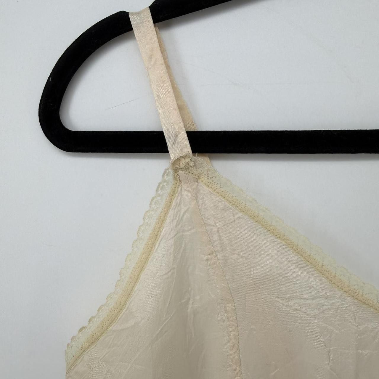 The Unbranded Brand Vintage Ivory Acetate Slip Dress Side Snap Lingerie Lace Size L / US 10 / IT 46 - 2 Thumbnail