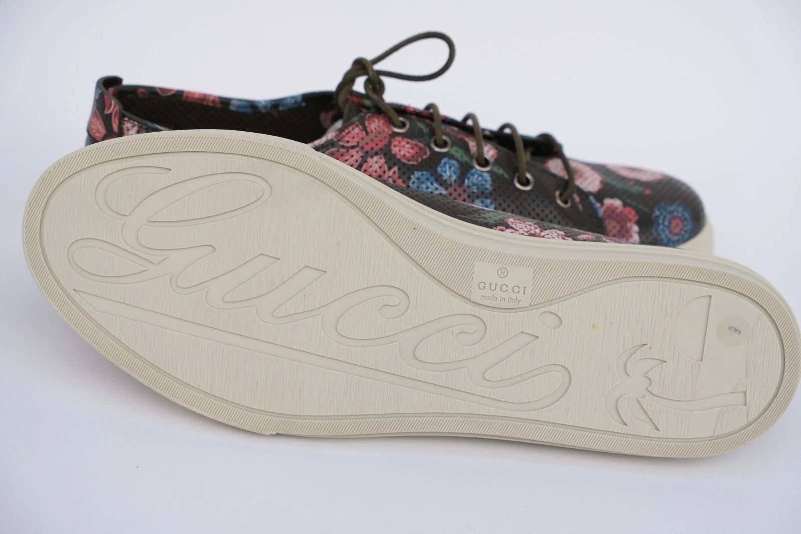 Gucci New Gucci Floral Leather Sneakers UK 9 US 10 EU 43 Size US 11.5 / IT 41.5 - 8 Thumbnail