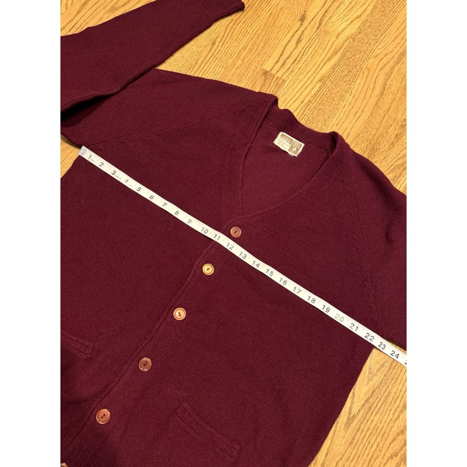 Vintage Vintage Montgomery Ward Acrylic Cardigan Sweater - Size XL Maroon Grunge Size US XL / EU 56 / 4 - 4 Thumbnail