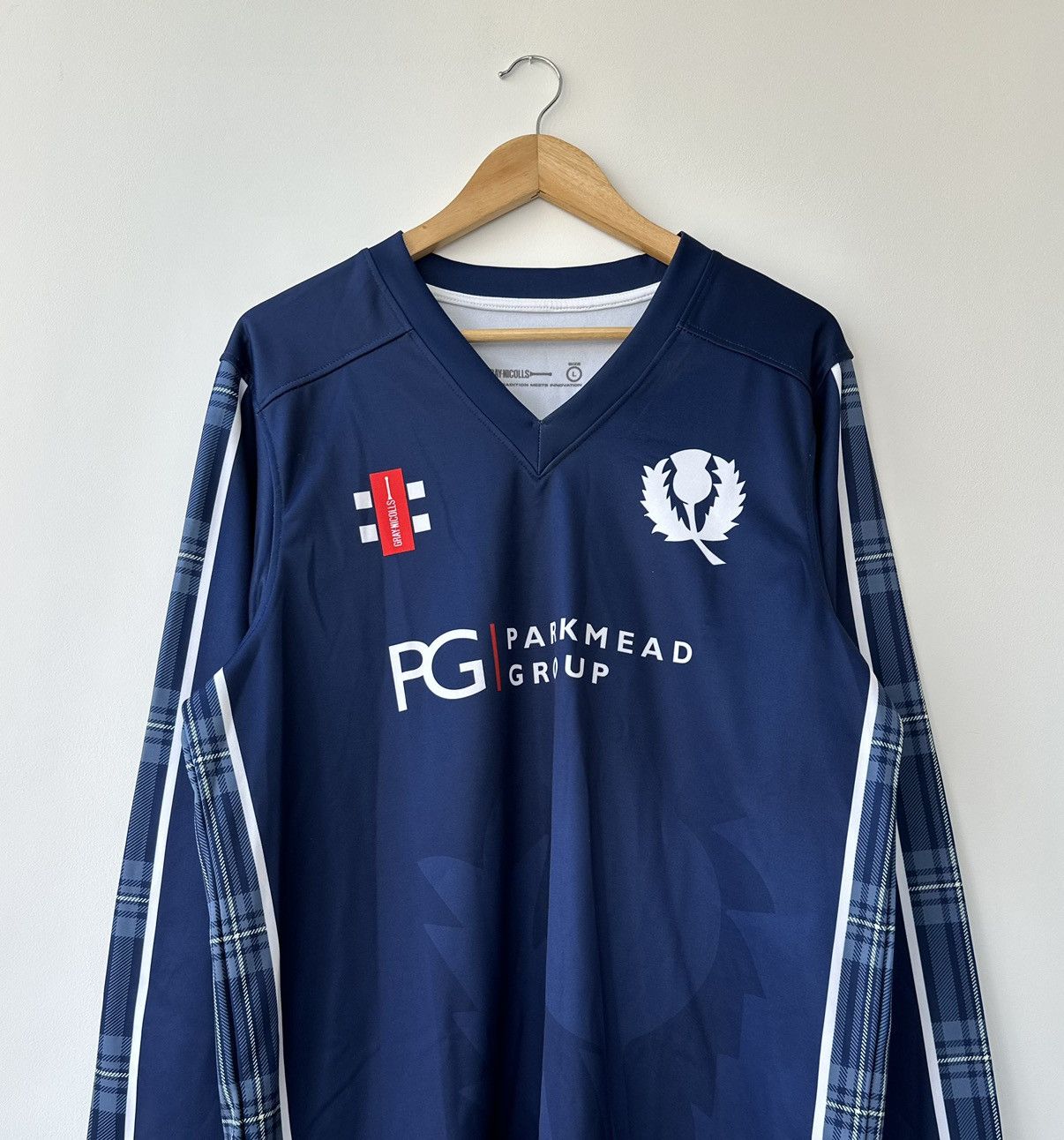 Vintage Scotland Cricket Team Match #69 Worn Shirt Gray Nicolls L Size US L / EU 52-54 / 3 - 2 Thumbnail