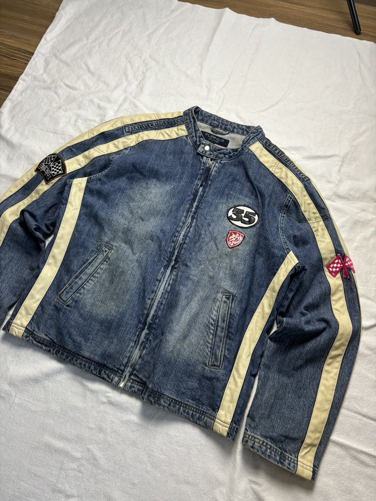 Vintage RARE Archive moto denim jacket with patches japanese style Size US XL / EU 56 / 4 - 2 Thumbnail