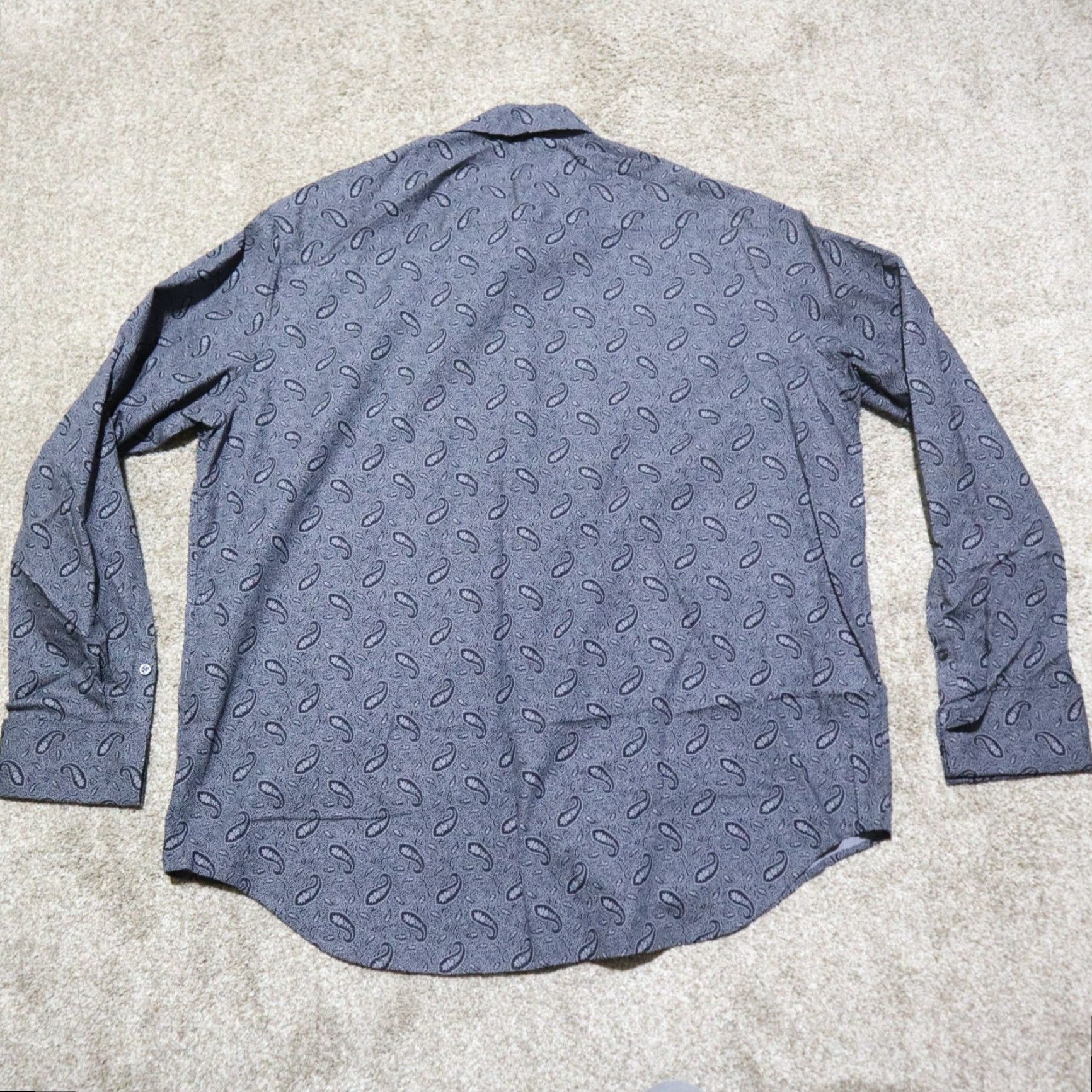 Perry Ellis Perry Ellis Shirt Button-Up Mens XL Gray Paisley Long Sleeve Collared Button-Down Size US XL / EU 56 / 4 - 8 Thumbnail