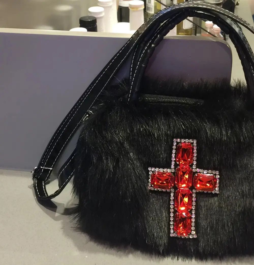Other Gothic Punk Soft Black Cross Women’s Handbag Size ONE SIZE - 6 Thumbnail