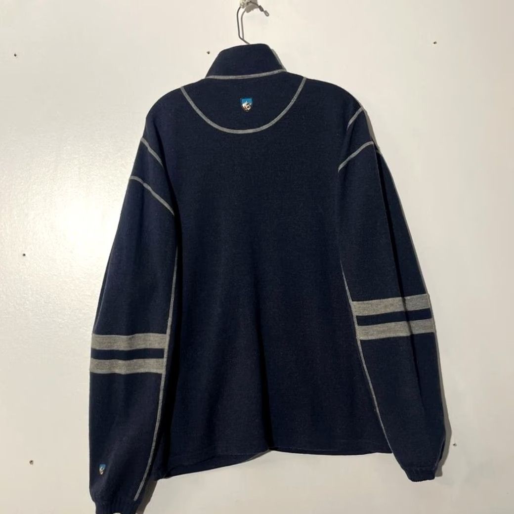 Vintage KUHL Mens Full Zip Sweater 100% Merino Wool Knit Lined Navy Blue Striped L Mens L Size US L / EU 52-54 / 3 - 5 Thumbnail