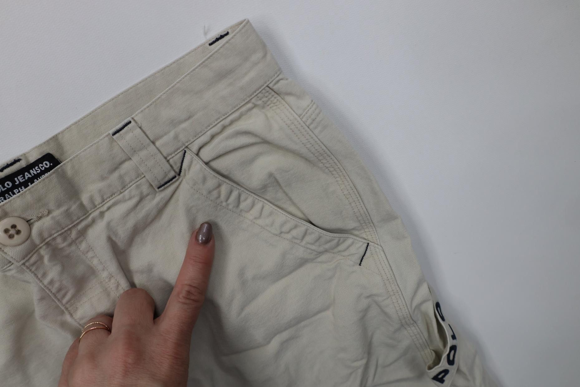 Polo Ralph Lauren Vintage 90s Y2K Ralph Lauren Canvas Dungaree Shorts Stone Size US 30 / EU 46 - 8 Thumbnail