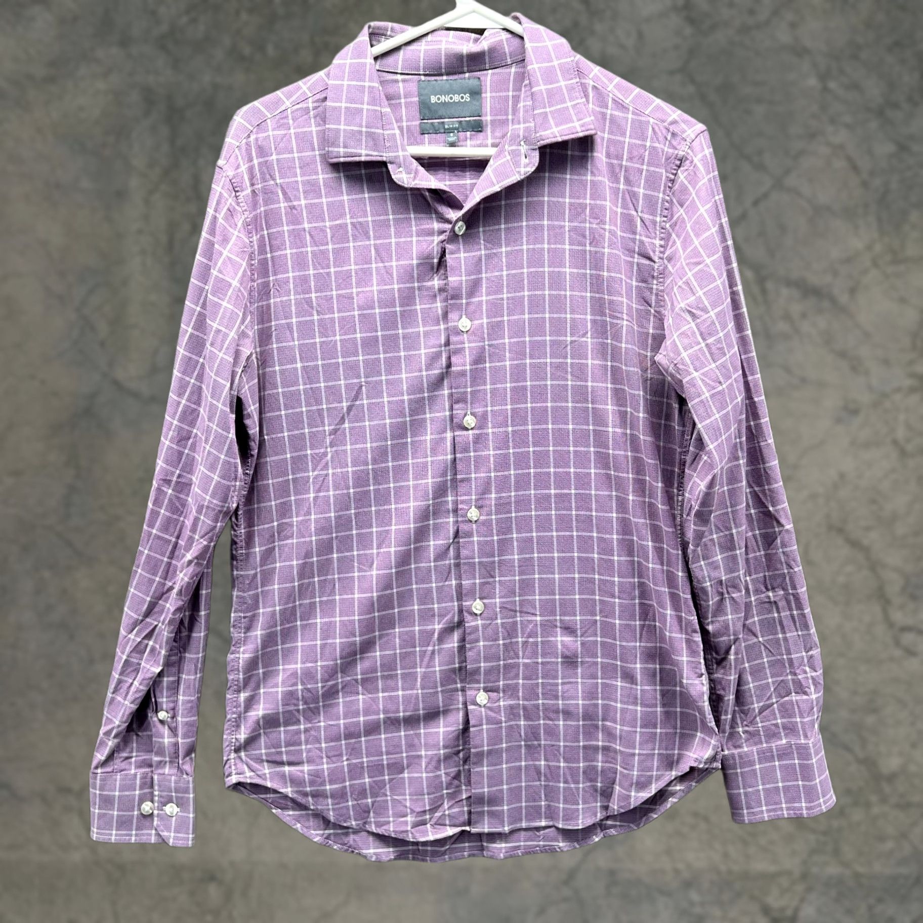 Bonobos Bonobos Shirt Mens Small Purple Button Down Slim Fit Windowpane Check Vintage Size US S / EU 44-46 / 1 - 1 Thumbnail