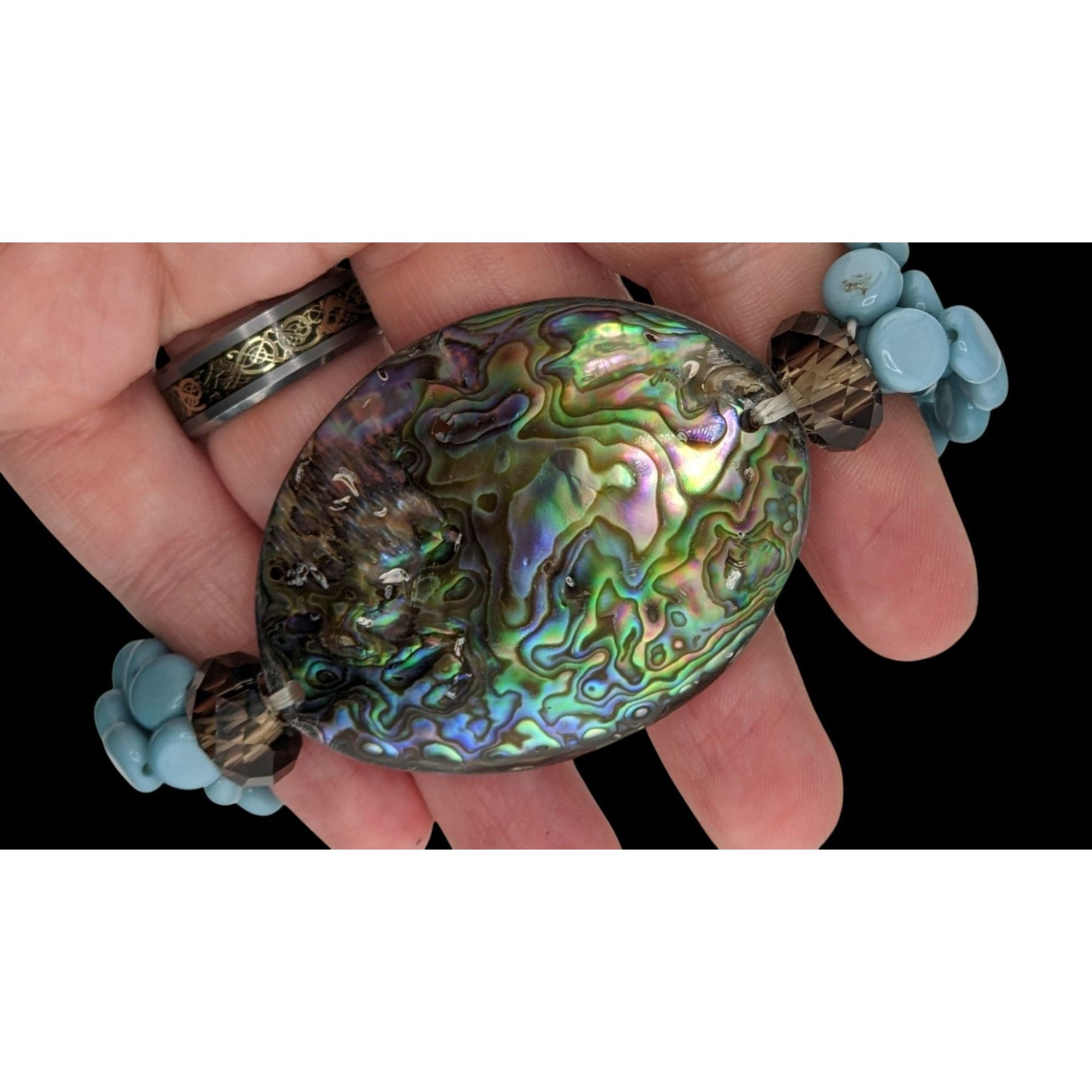 Other Mermaidcore Vintage Abalone Shell Bracelet With Aqua Beads S Size ONE SIZE - 2 Thumbnail