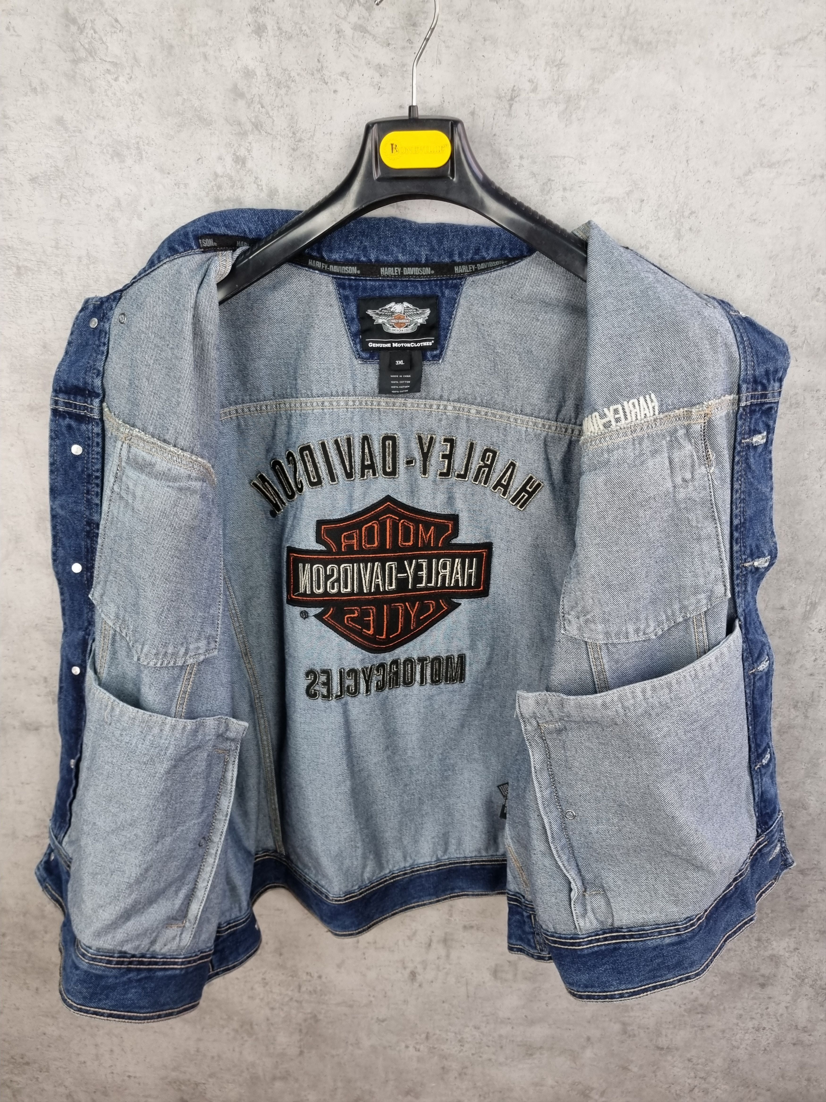 Harley Davidson × Vintage Harley Davidson Big Size Big Logo Denim Vest Size US XXL / EU 58 / 5 - 10 Thumbnail