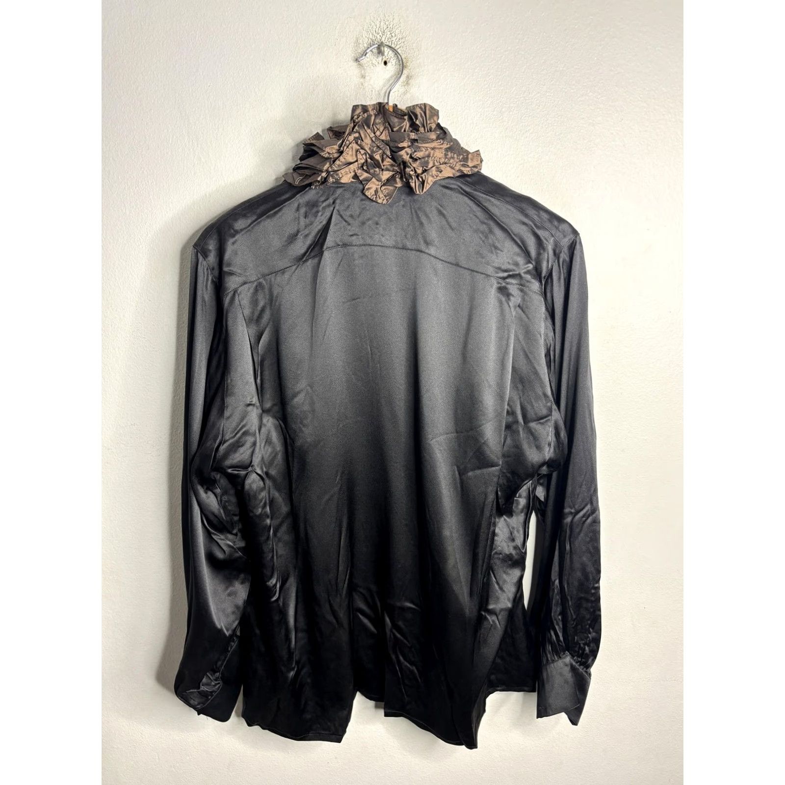 Escada VINTAGE Escada Shirt Womens 36 Black Silk Ruffle Collar Button Up 80s Blouse Size XS / US 0-2 / IT 36-38 - 6 Thumbnail