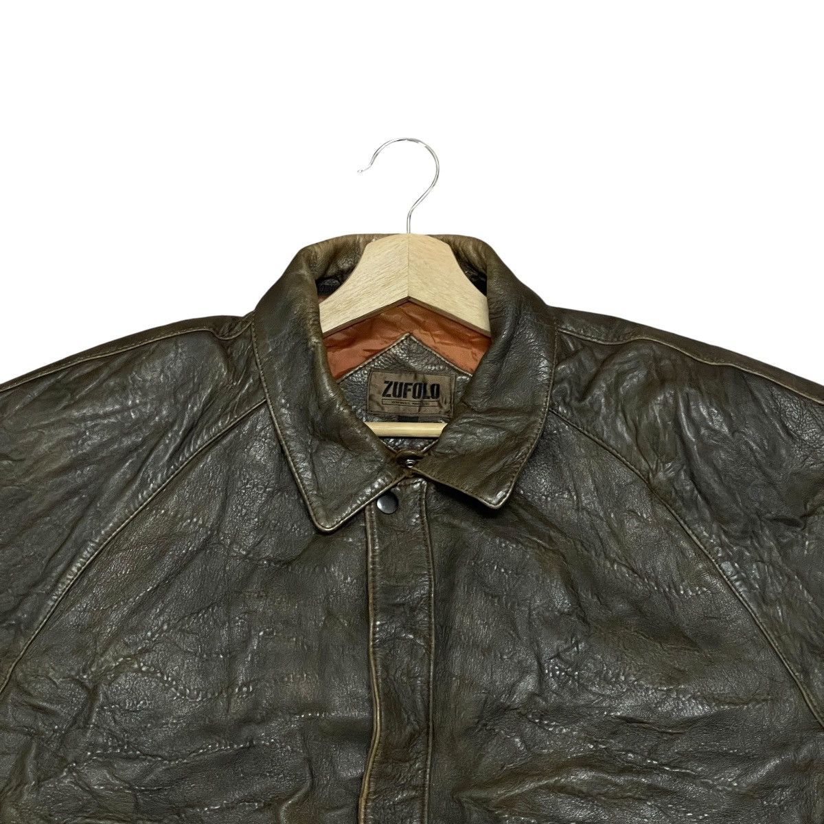 Leather Vintage Zufolo Sheepskin Flight Leather Bomber Jacket Size US L / EU 52-54 / 3 - 6 Thumbnail