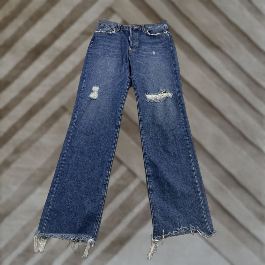 Vintage Camar Jeans Womens Size 27 Blue Straight Distressed Jeans Frayed Hem Pants Size 27" / US 4 / IT 40 - 1 Thumbnail