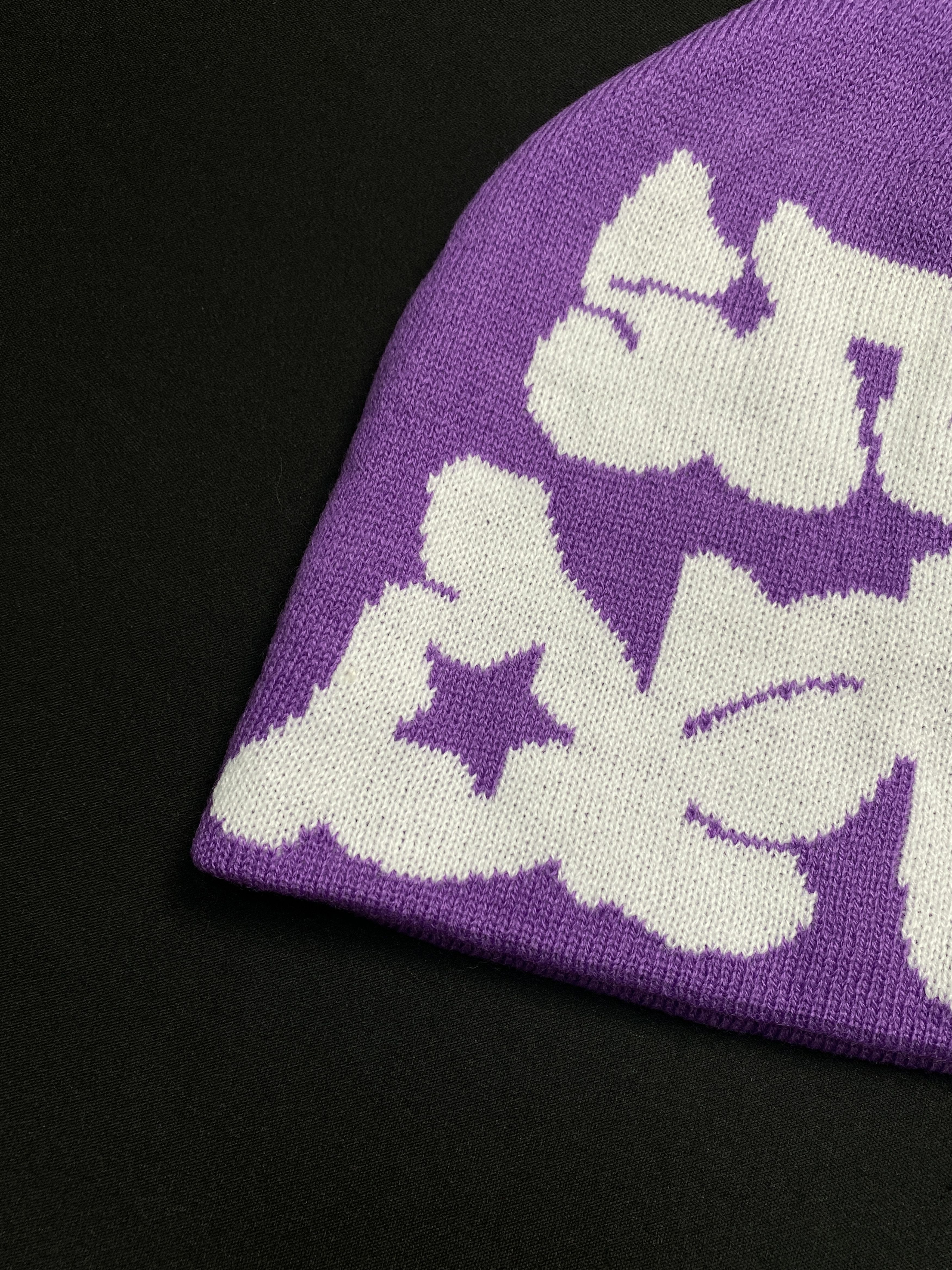 Japanese Brand Deadstock Star Dept Logo Purple No Cuff Beanie Hats OS Size ONE SIZE - 3 Thumbnail
