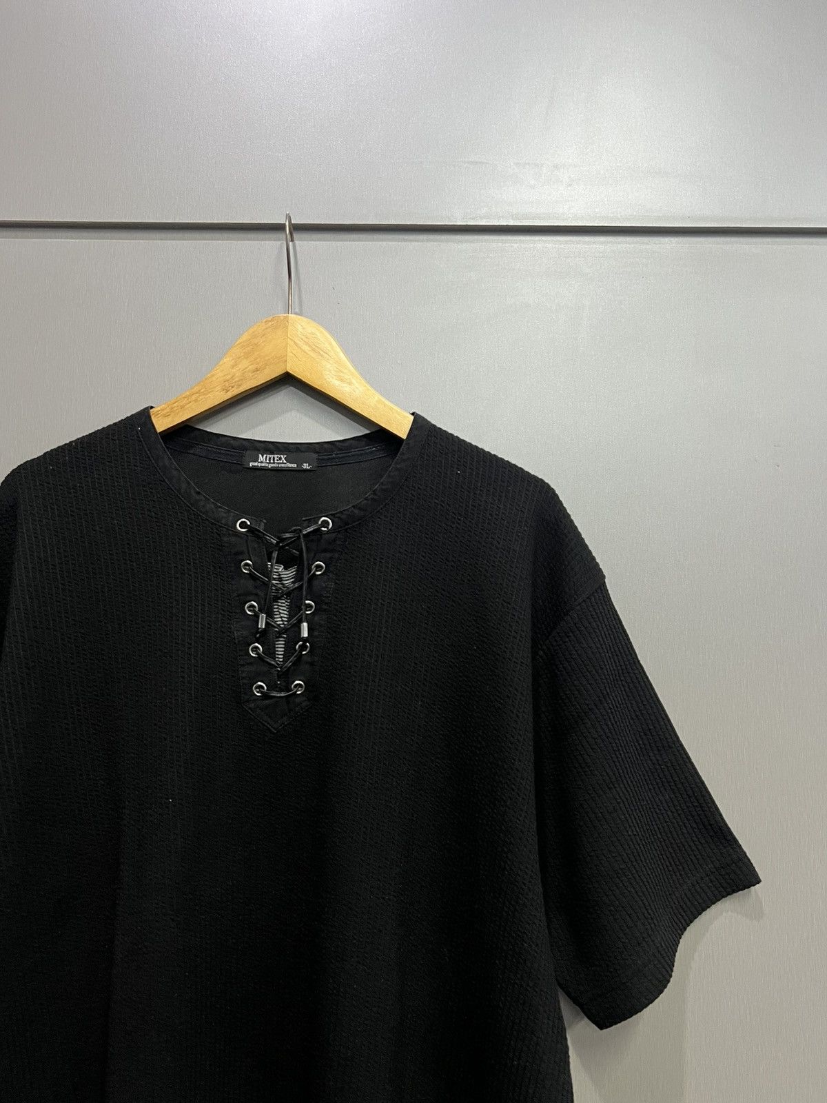 If Six Was Nine Mitex Lace Up Black Tshirt Size US XL / EU 56 / 4 - 2 Thumbnail