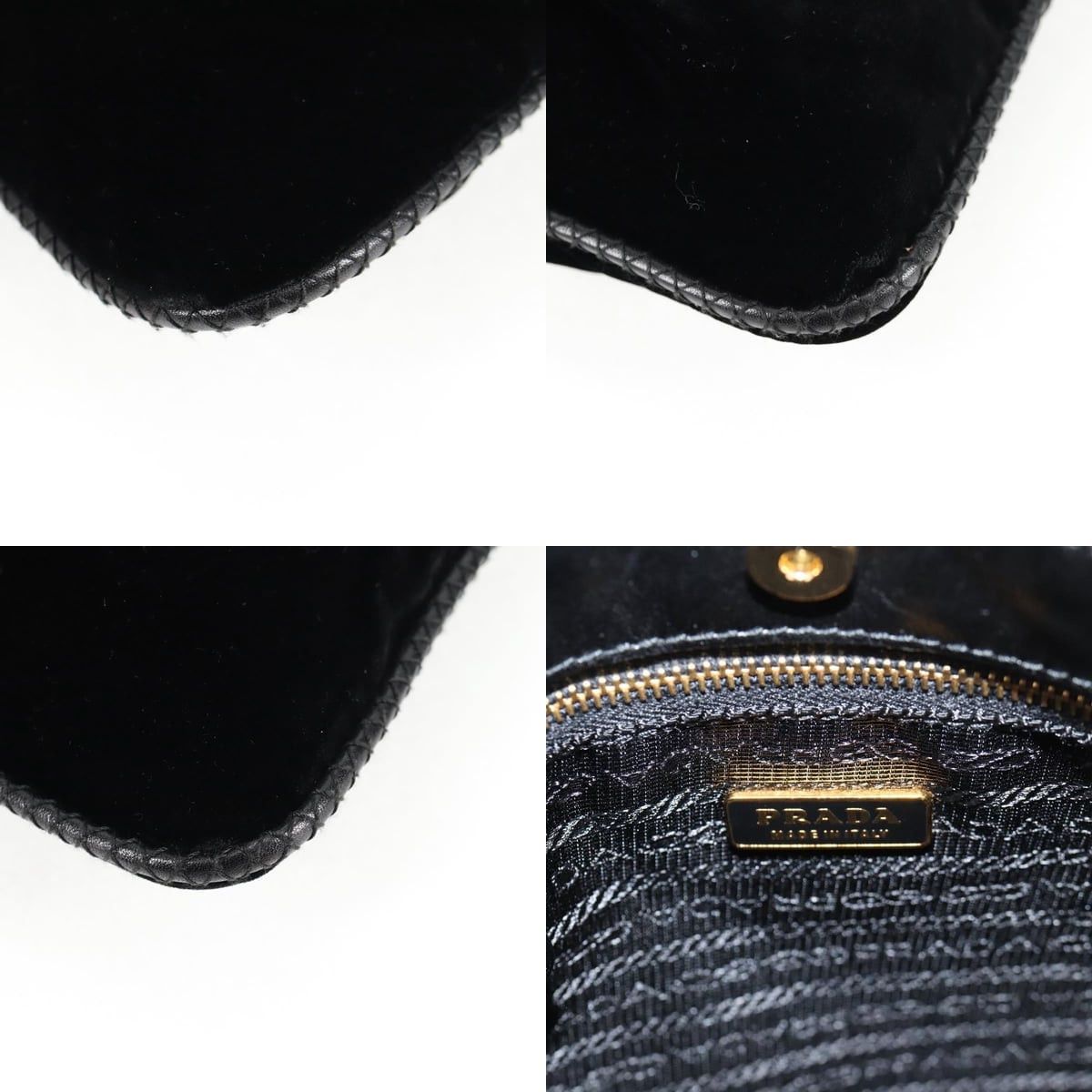 Prada PRADA Hand Bag Velor Black Gold Size ONE SIZE - 11 Thumbnail
