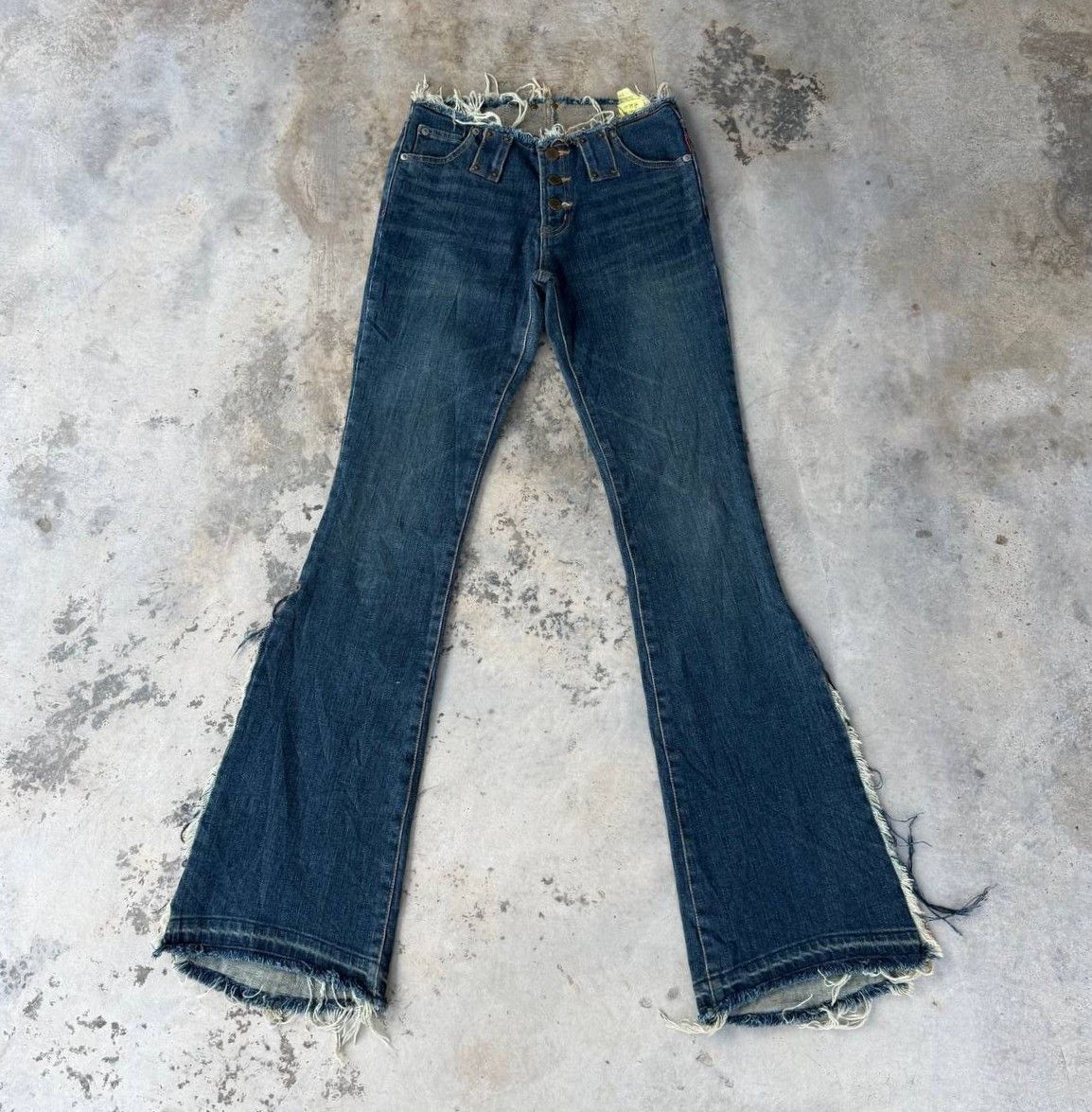 Japanese Brand Maruka Japan Distressed "Shredded" Side Slits Flare Jean W26 Size 26" / US 2 / IT 38 - 4 Thumbnail