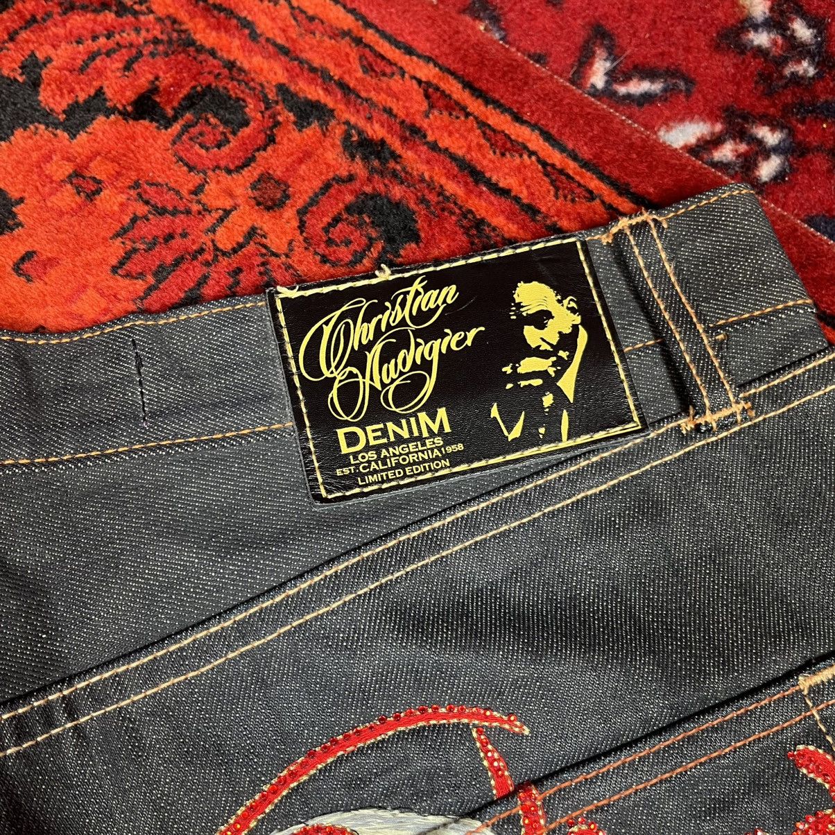 Ed Hardy Christian Audigier Denim Y2K Streetwear Shorts Skull Roses Size US 34 / EU 50 - 11 Thumbnail