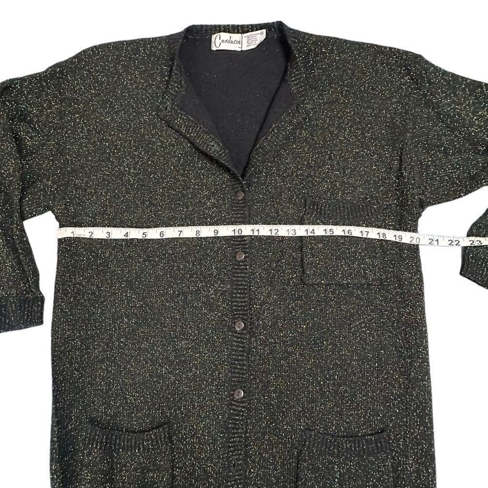 Vintage Vintage 80s Carducci Black Lambswool cardigan with gold and Size M / US 6-8 / IT 42-44 - 7 Thumbnail