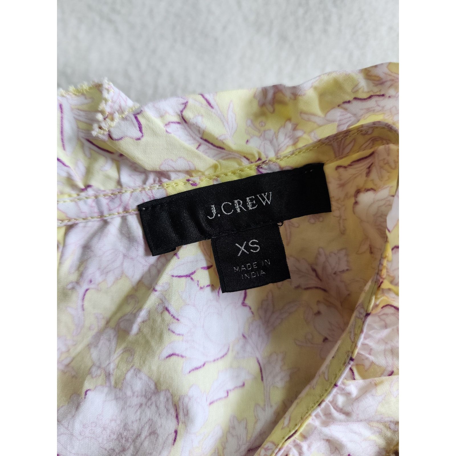 J.Crew J.Crew Sleeveless Blouse XS Ruffle Trim Yellow Floral Cotton Size XS / US 0-2 / IT 36-38 - 3 Thumbnail