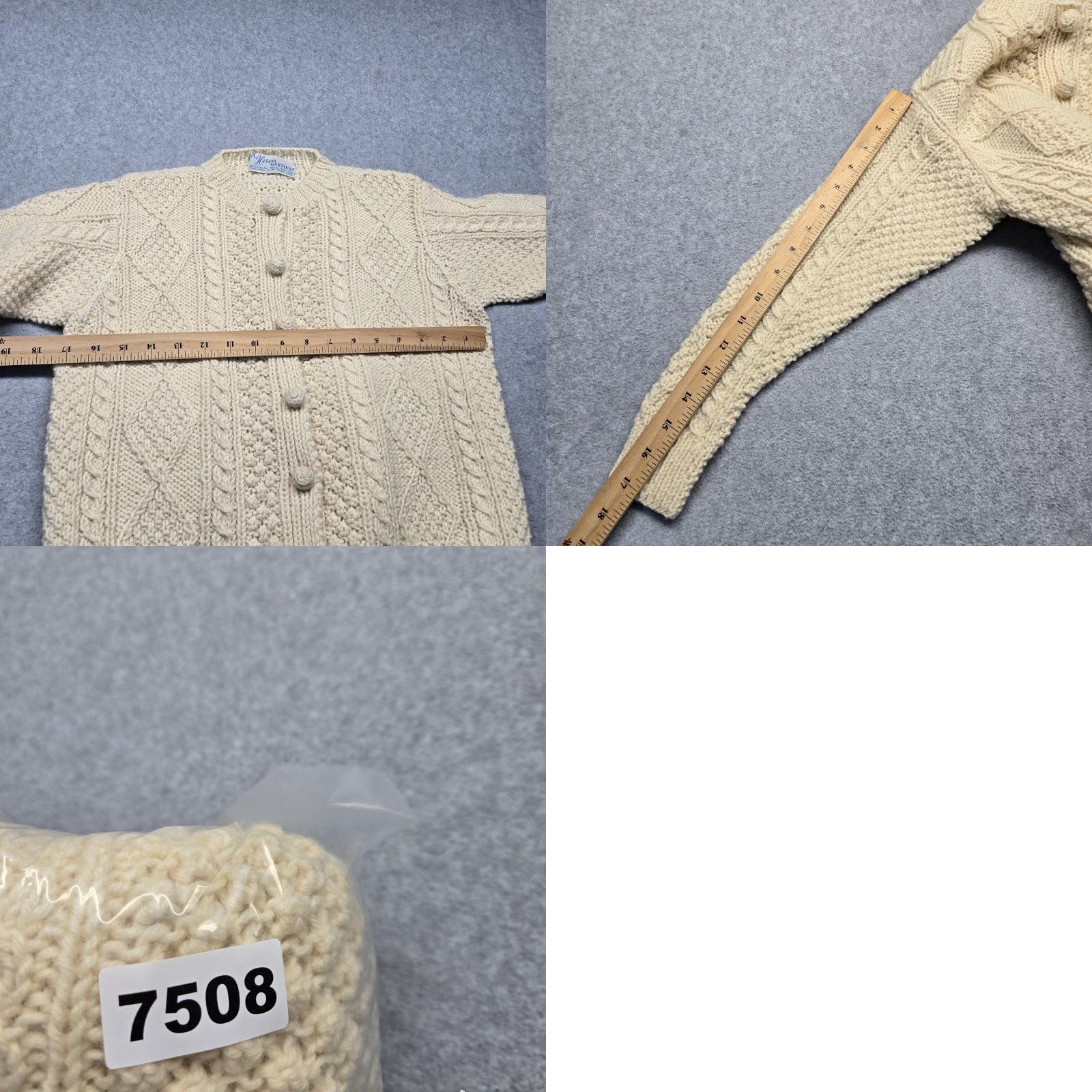 Vintage VINTAGE A Heron Garment Cardigan Womens Small White Aran Cable Knit Sweater Size S / US 4 / IT 40 - 8 Thumbnail